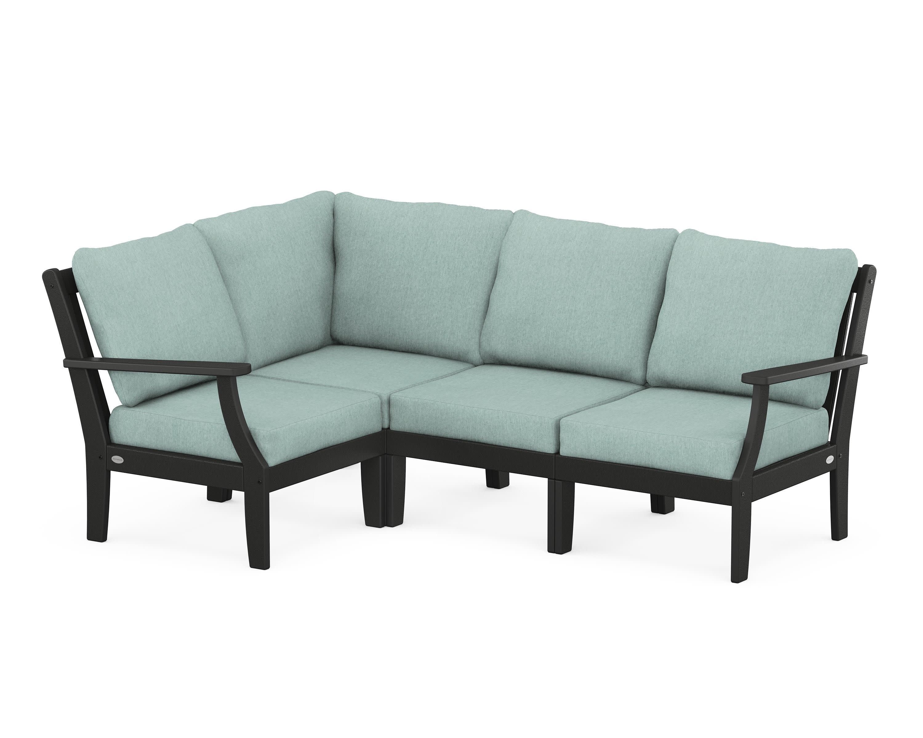Braxton Modular 4-Piece Deep Seating Set in Black / Glacier Spa