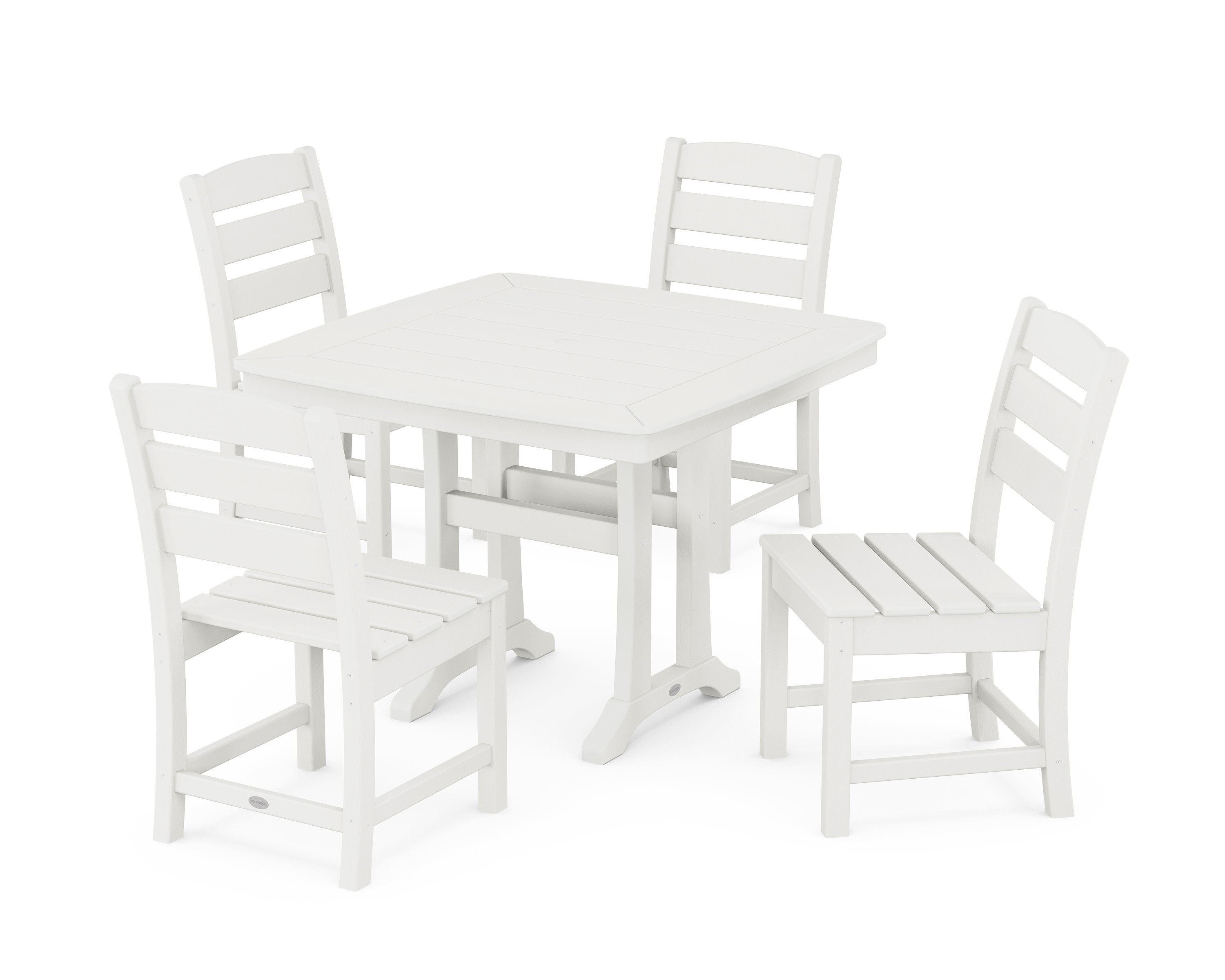 Lakeside Side Chair 5-Piece Dining Set with Trestle Legs in Vintage White