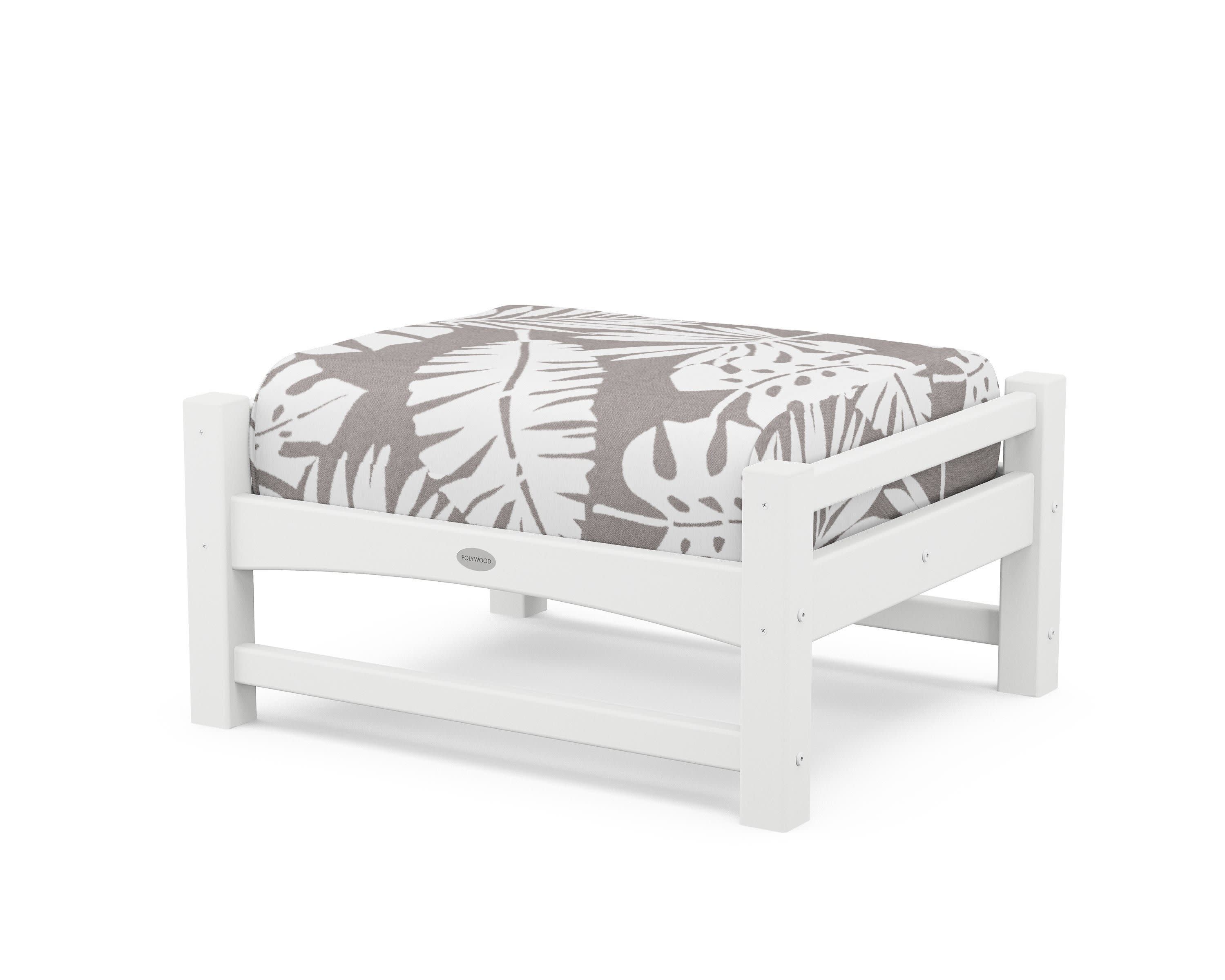 Club Ottoman in White / Leaf Grey Mist