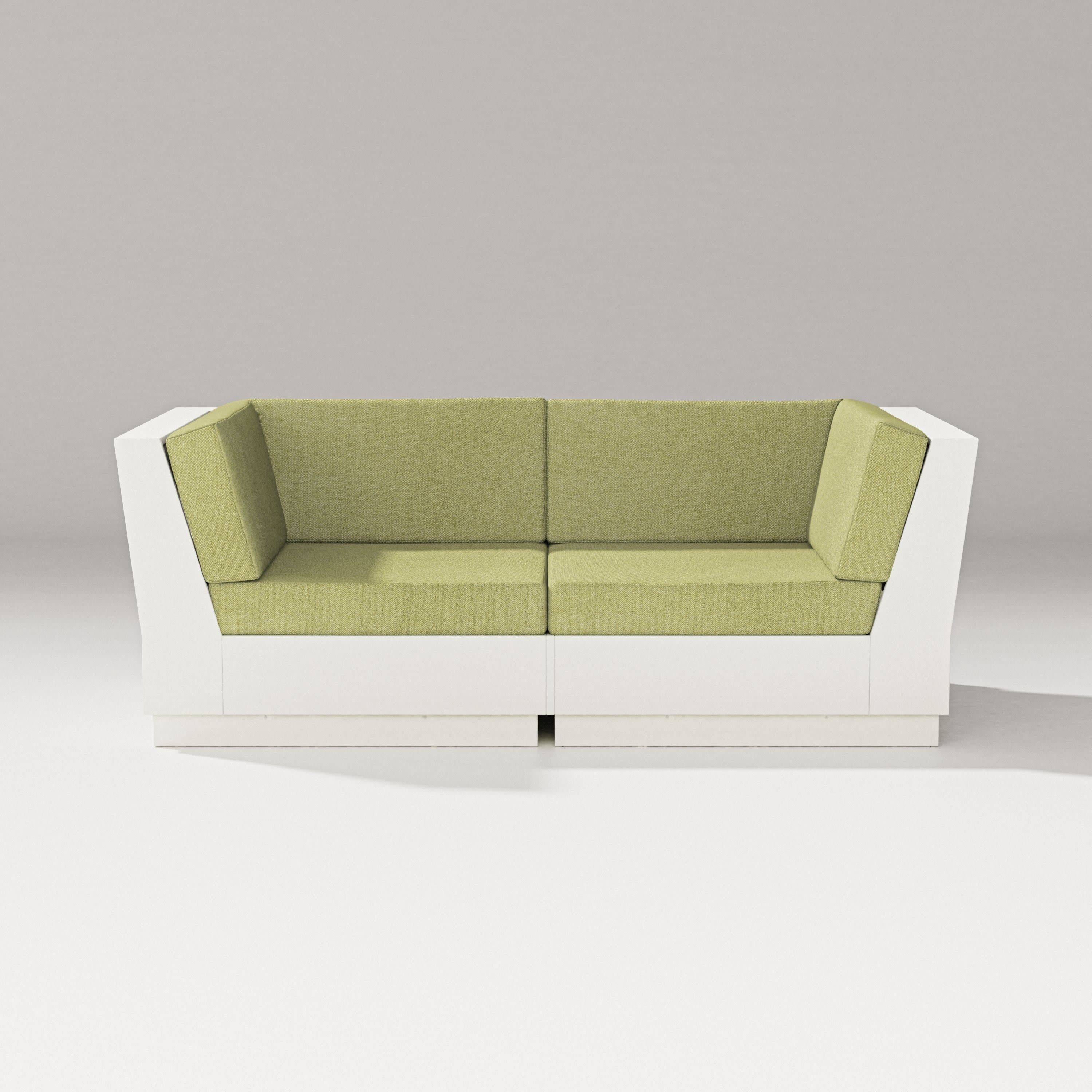 Elevate Loveseat Sectional in Vintage White / Chartreuse Boucle