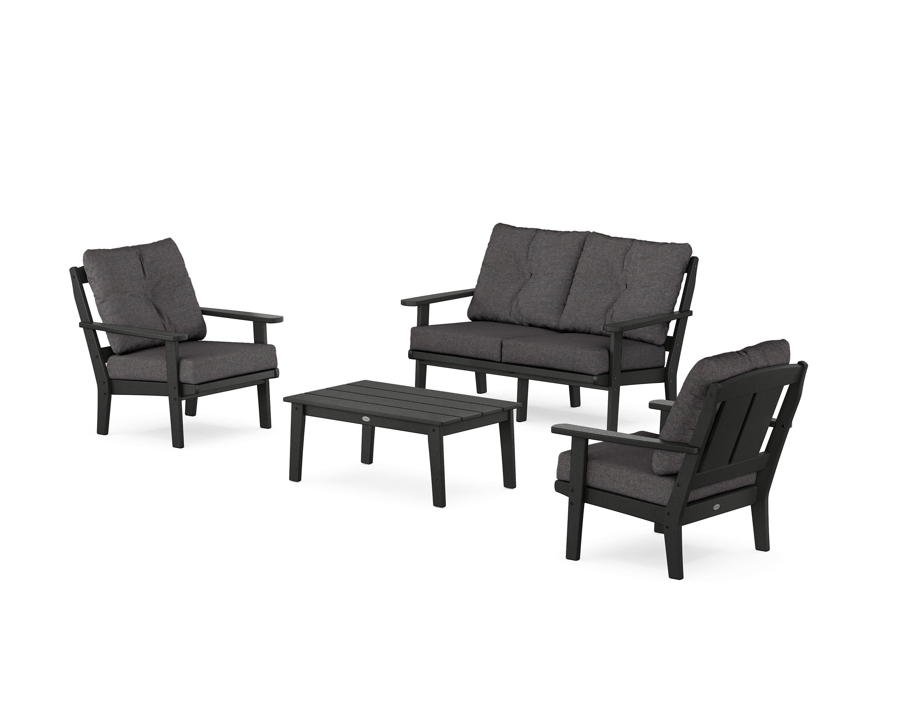 Mission 4-Piece Deep Seating Set with Loveseat in Black / Ash Charcoal