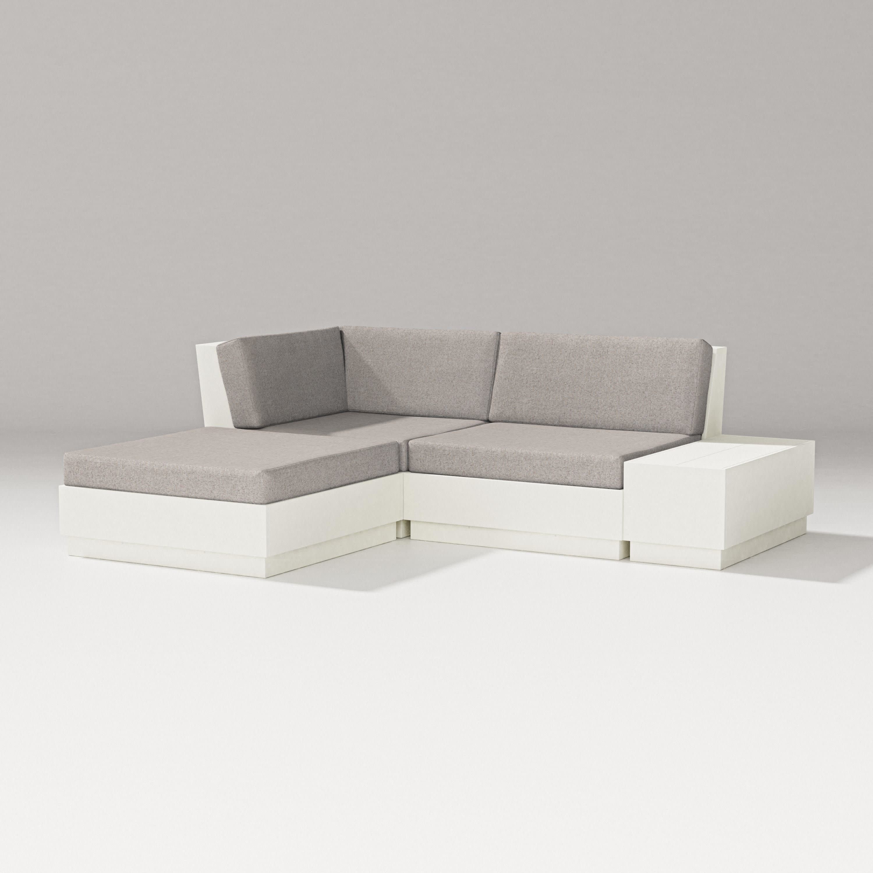Elevate Loveseat Sectional with Chaise in Vintage White / Weathered Tweed
