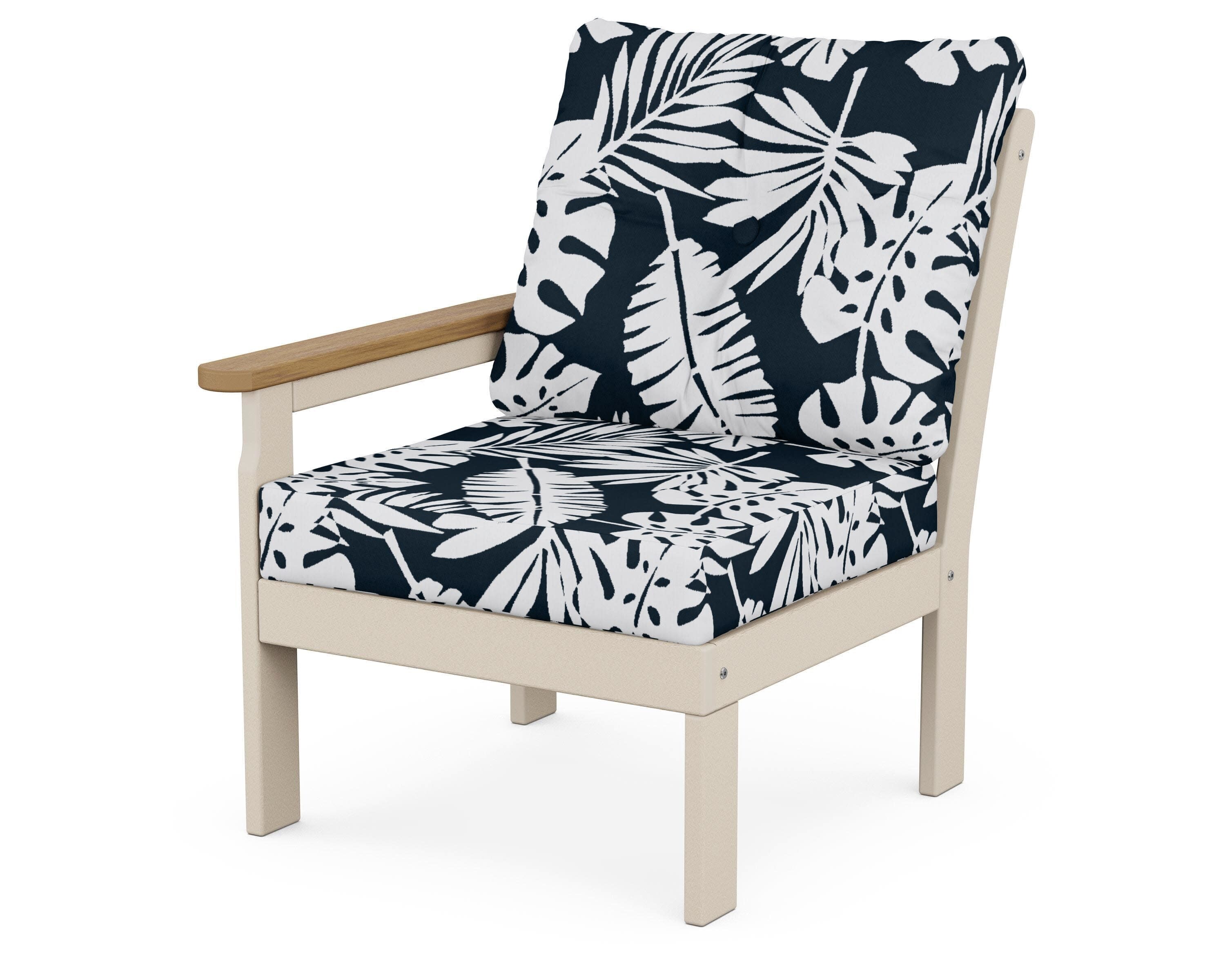 Vineyard Modular Left Arm Chair in Sand / Natural / Leaf Marine Indigo