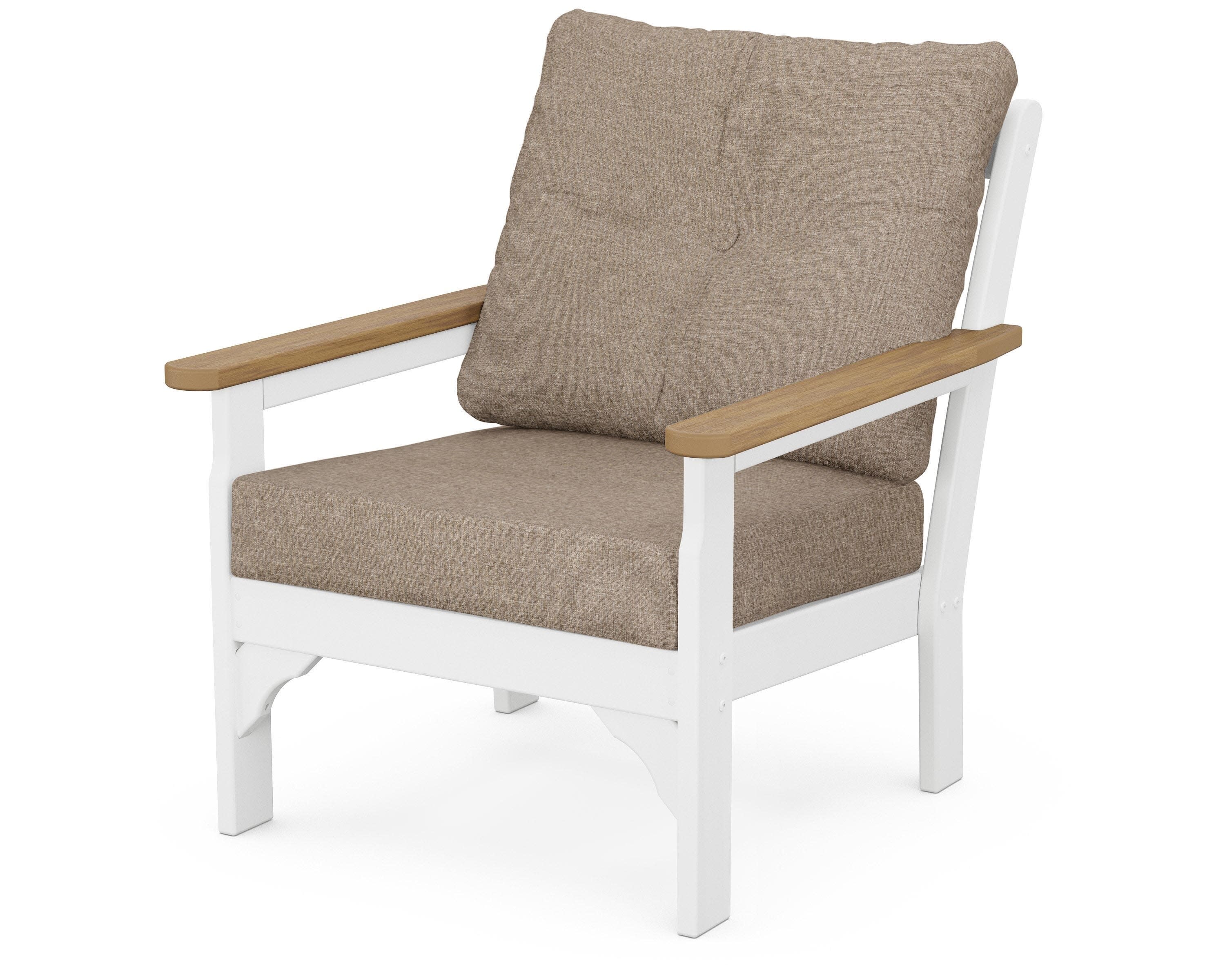 Vineyard Deep Seating Chair in White / Natural / Spiced Burlap