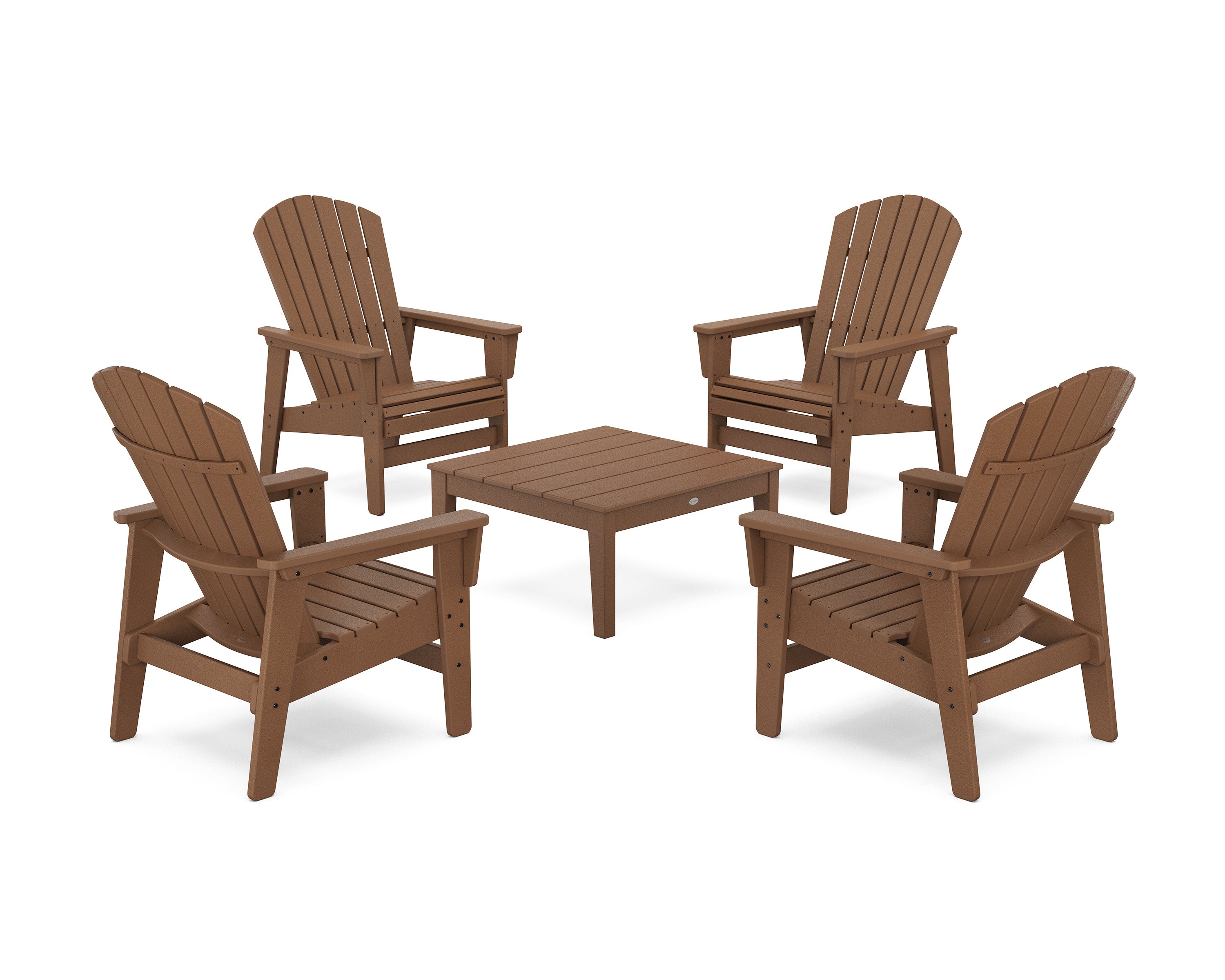5-Piece Nautical Grand Upright Adirondack Chair Conversation Group in Teak