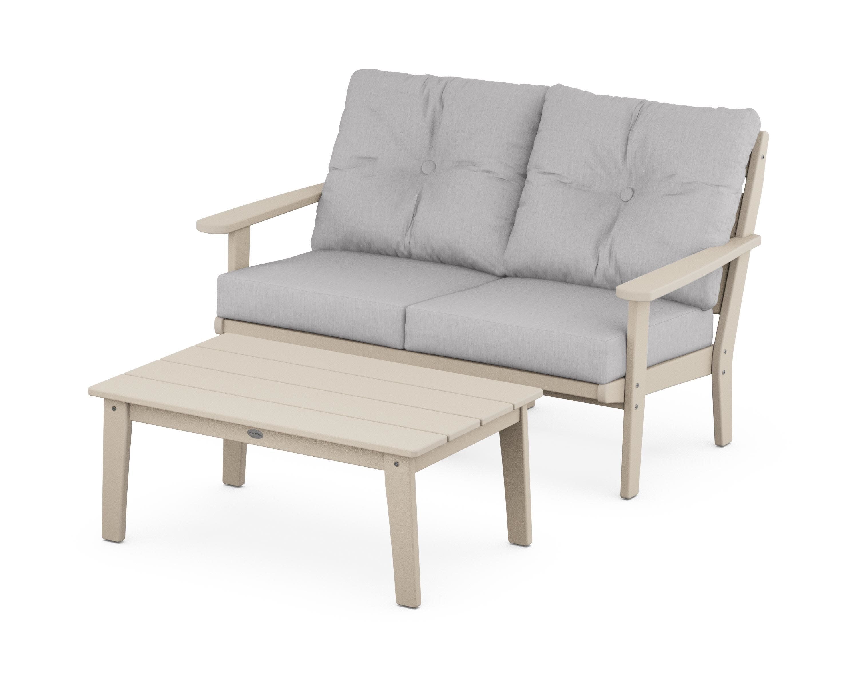 Lakeside 2-Piece Lounge Loveseat Set in Sand / Granite