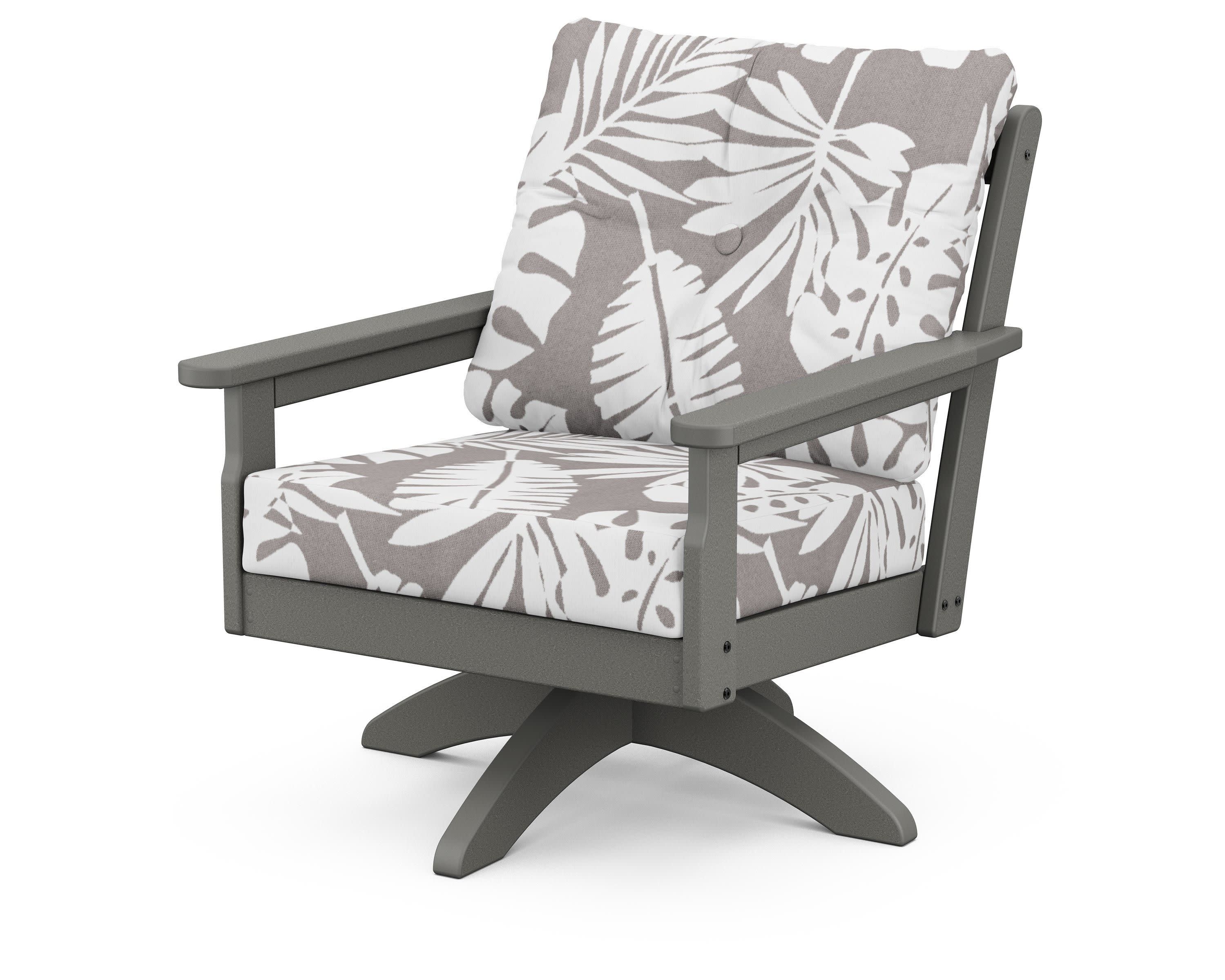Vineyard Deep Seating Swivel Chair in Slate Grey / Leaf Grey Mist