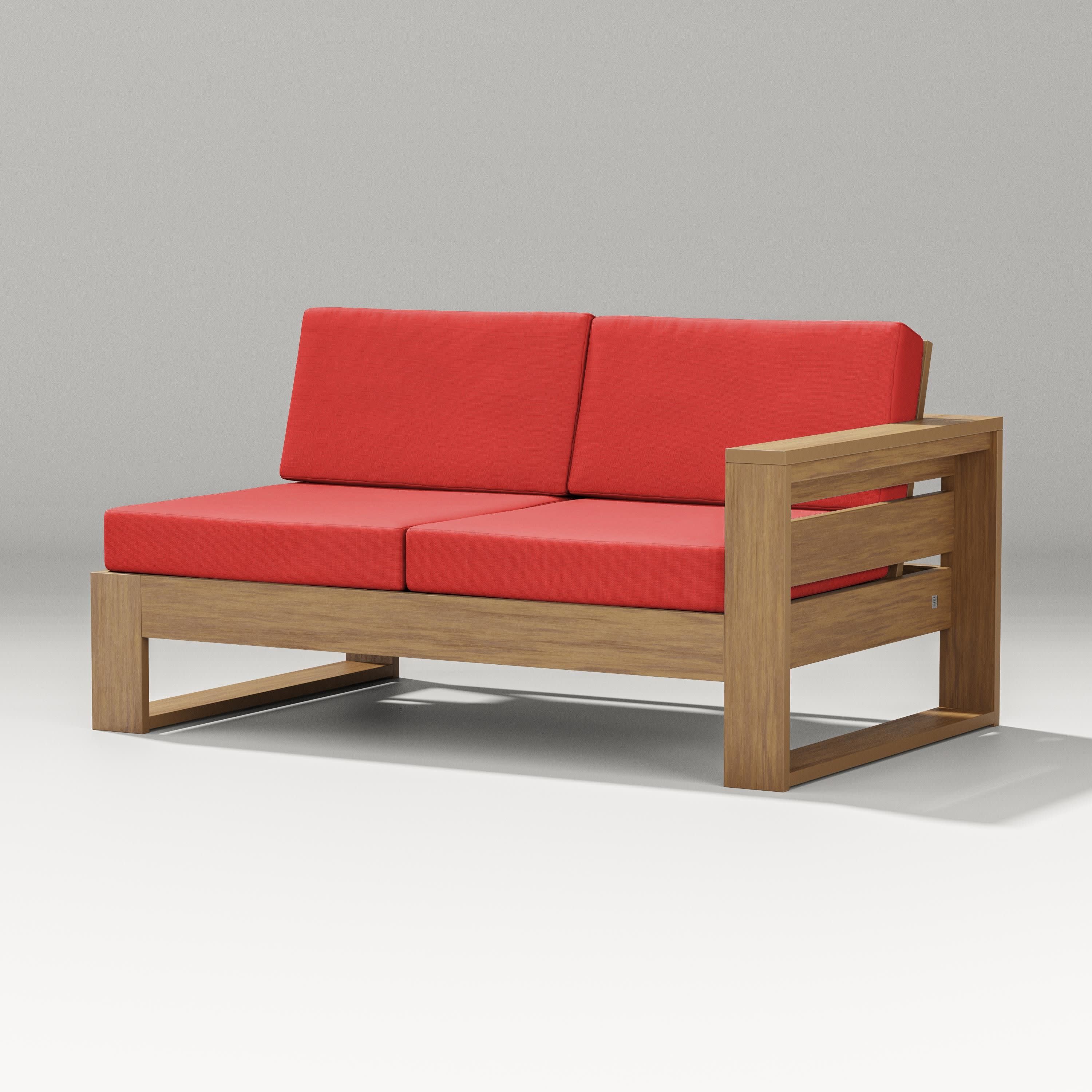 Latitude Modular Right Arm Loveseat in Natural / Crimson Linen