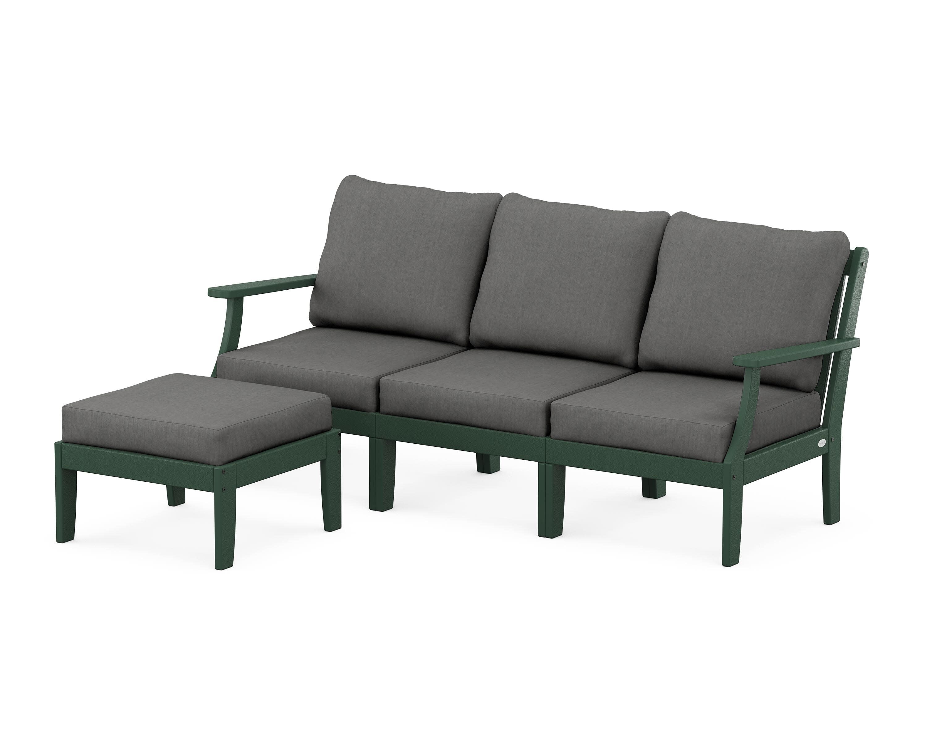 Braxton Modular 4-Piece Deep Seating Set with Ottoman in Green / Spectrum Carbon