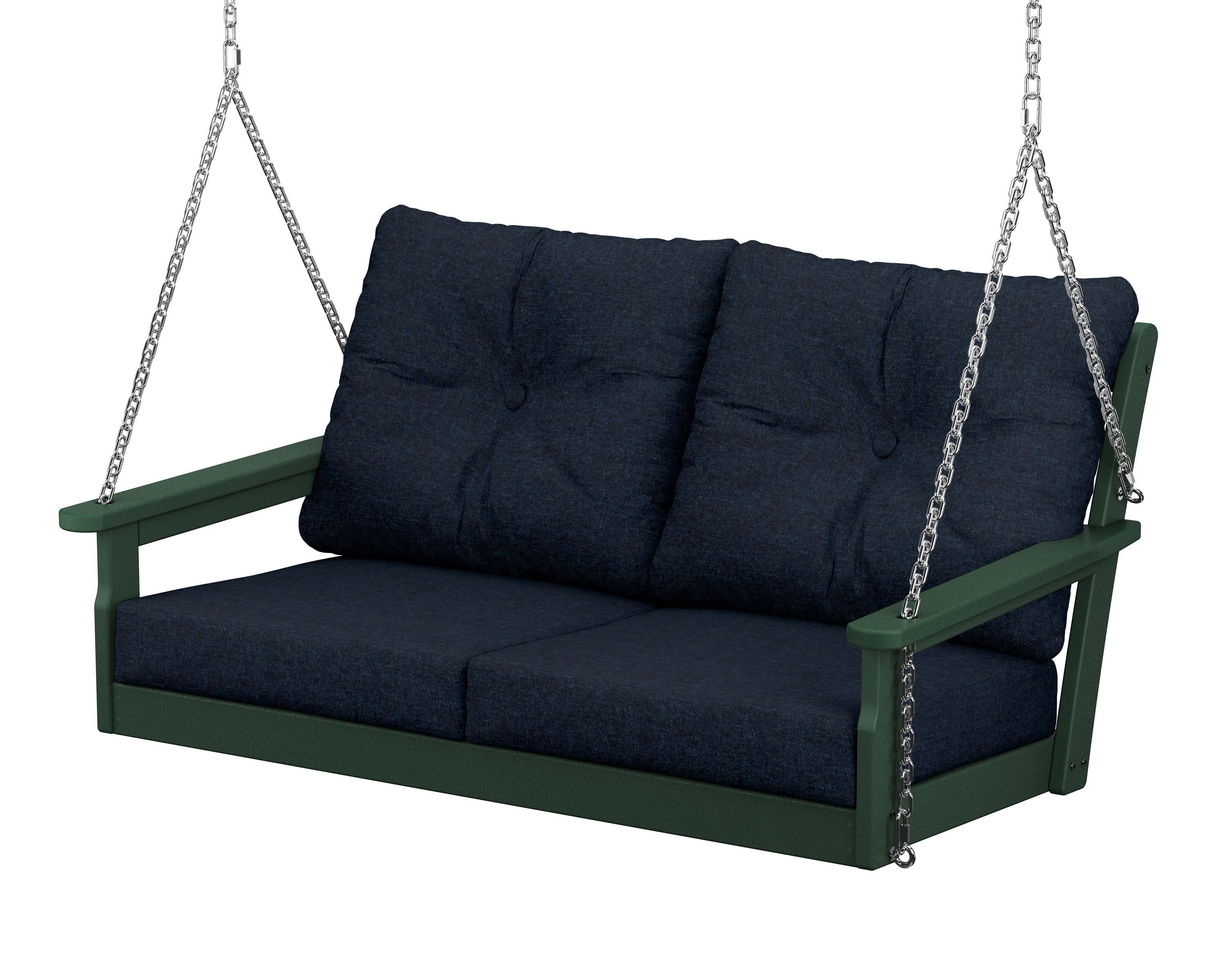 Vineyard Deep Seating Swing in Green / Marine Indigo