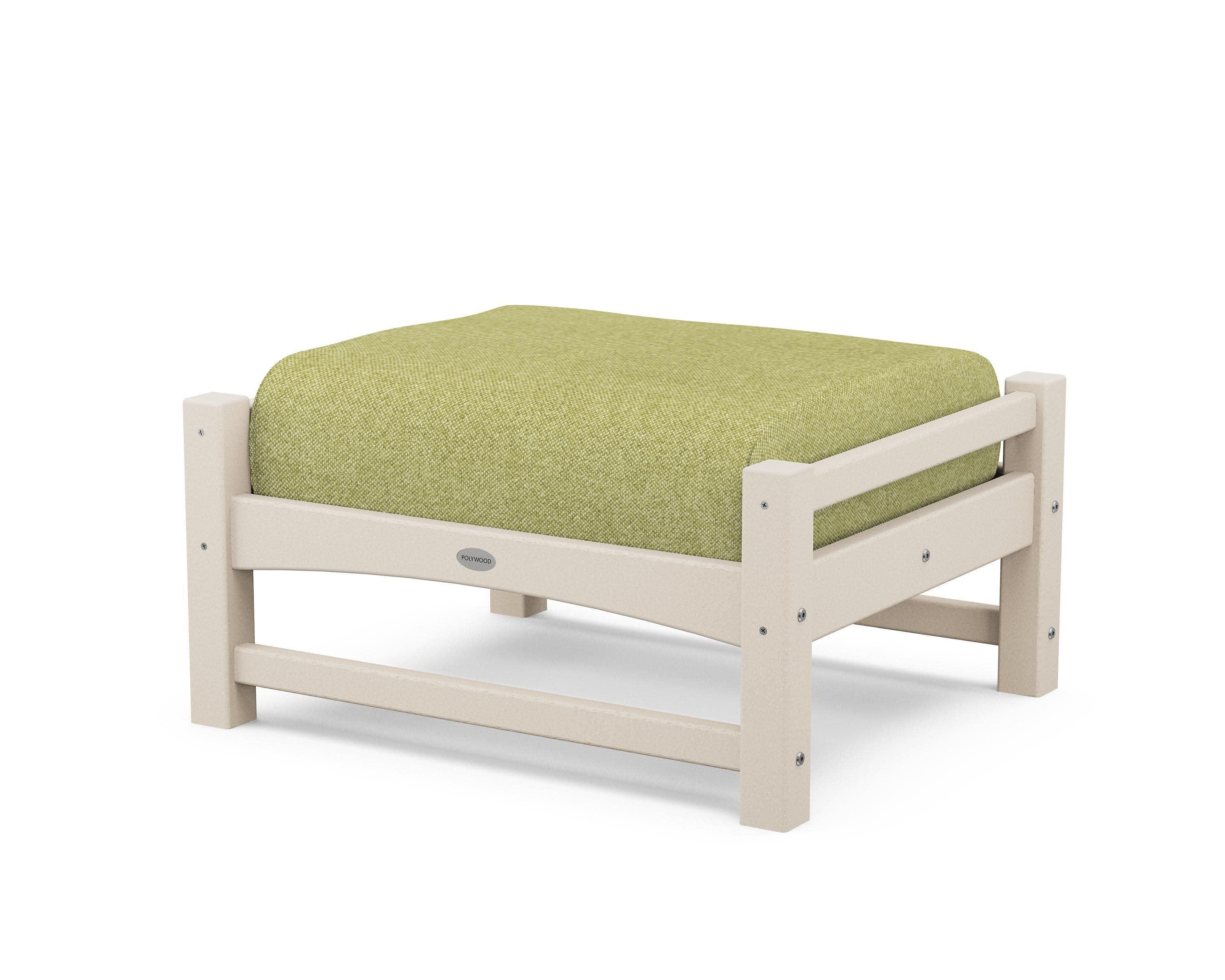 Club Ottoman in Sand / Chartreuse Boucle