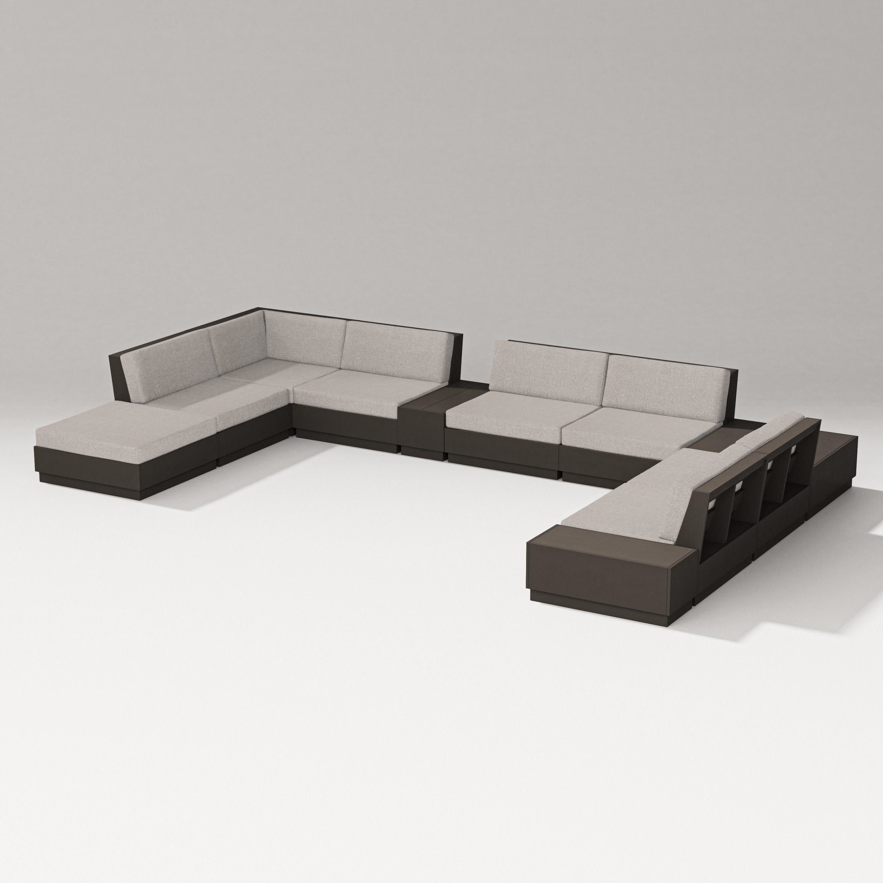 Elevate 11-Piece Conversation Sectional Set in Vintage Coffee / Weathered Tweed