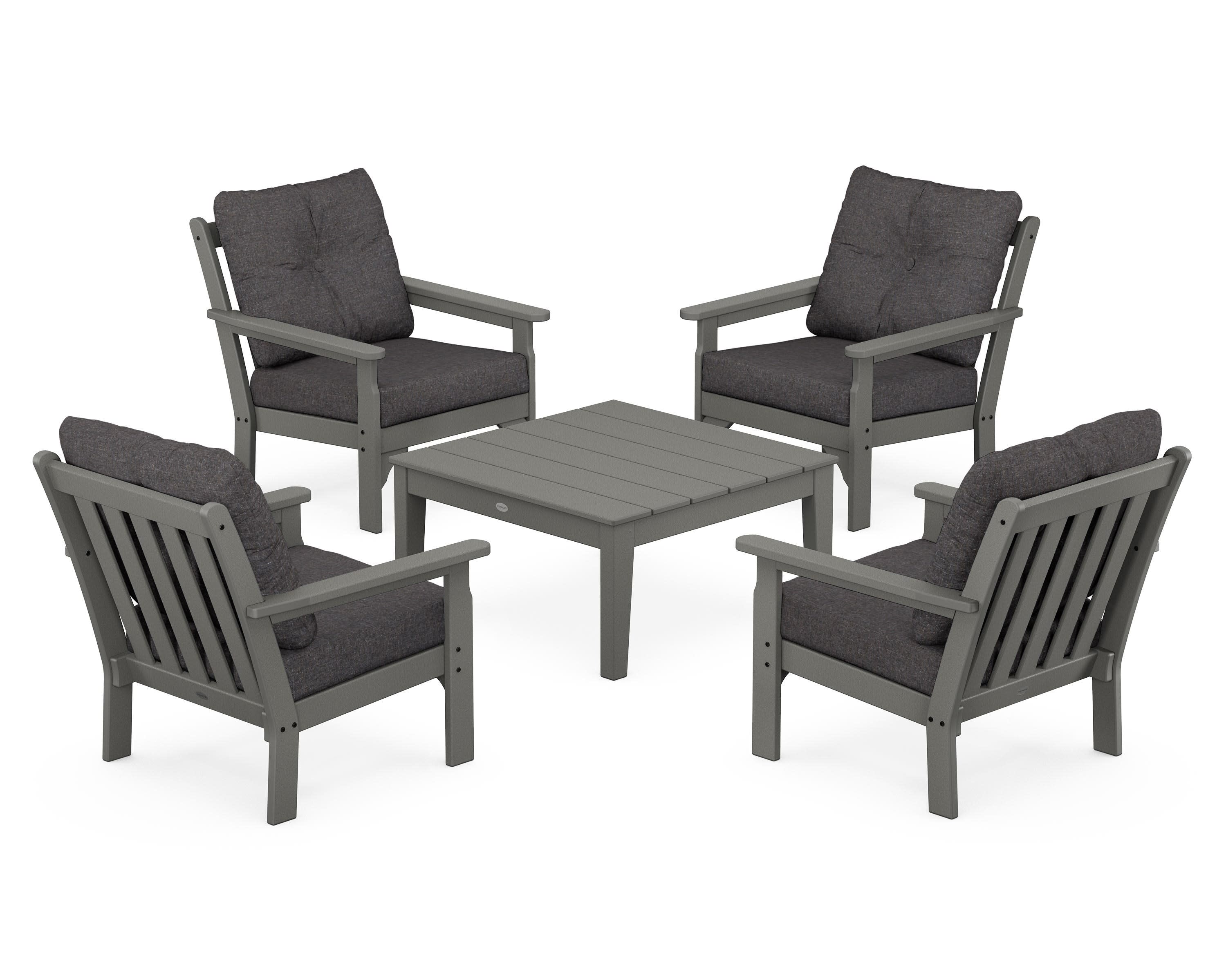 Vineyard 5-Piece Deep Seating Conversation Set in Slate Grey / Ash Charcoal