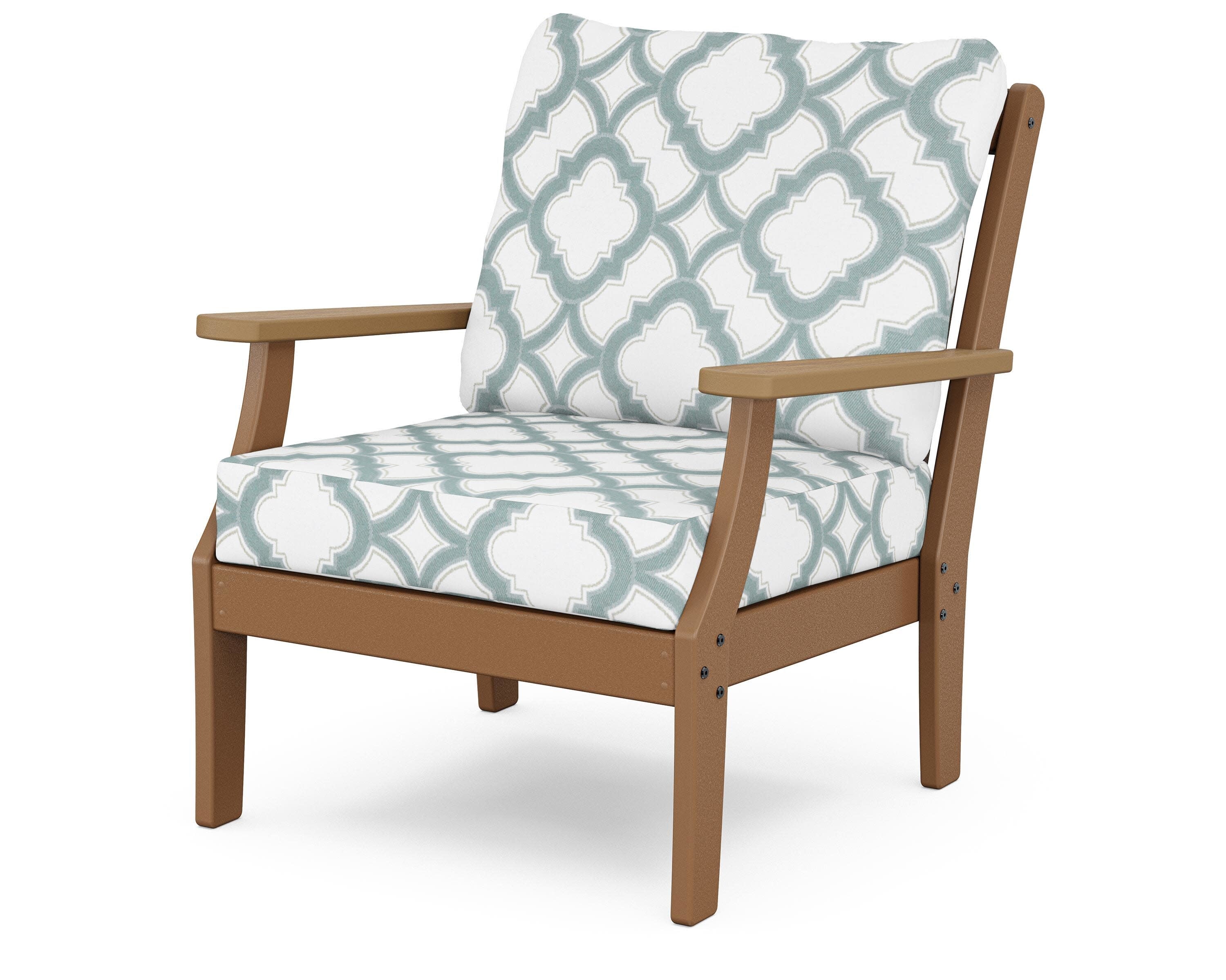 Braxton Deep Seating Chair in Teak / Natural / Trellis Glacier Spa