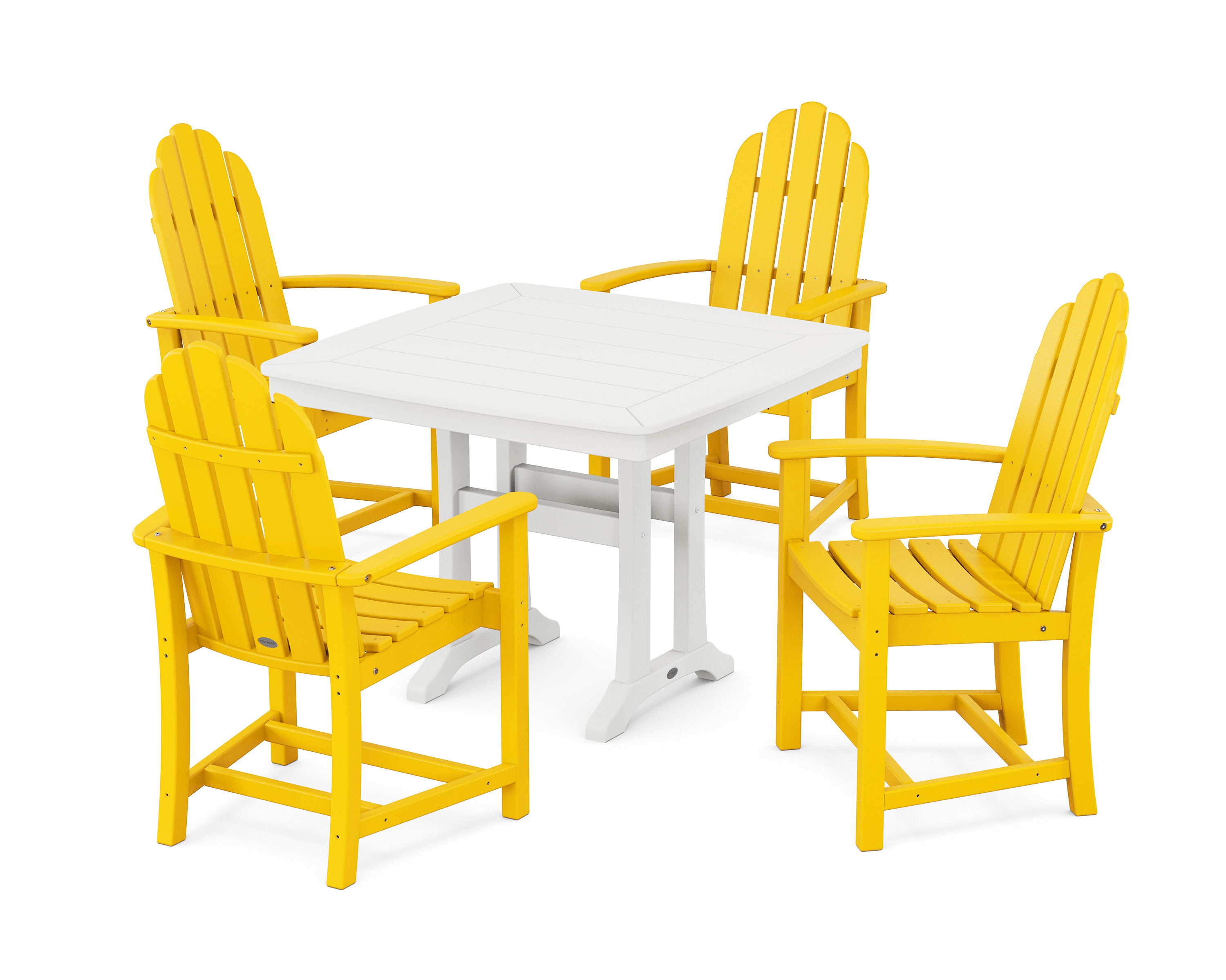 Classic Adirondack 5-Piece Dining Set with Trestle Legs in Lemon / White