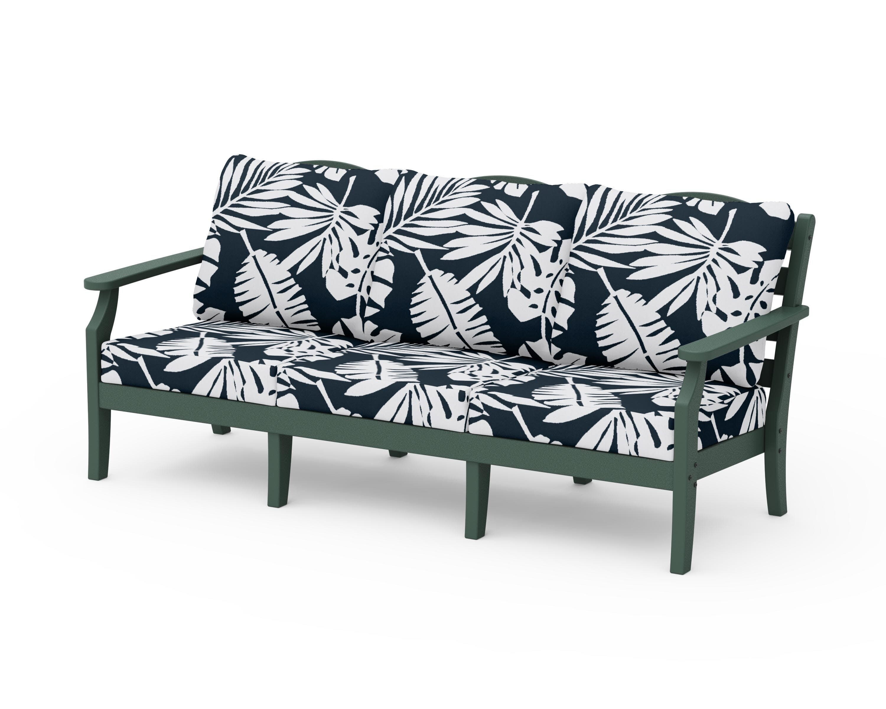 Savannah Deep Seating Sofa in Green / Leaf Marine Indigo
