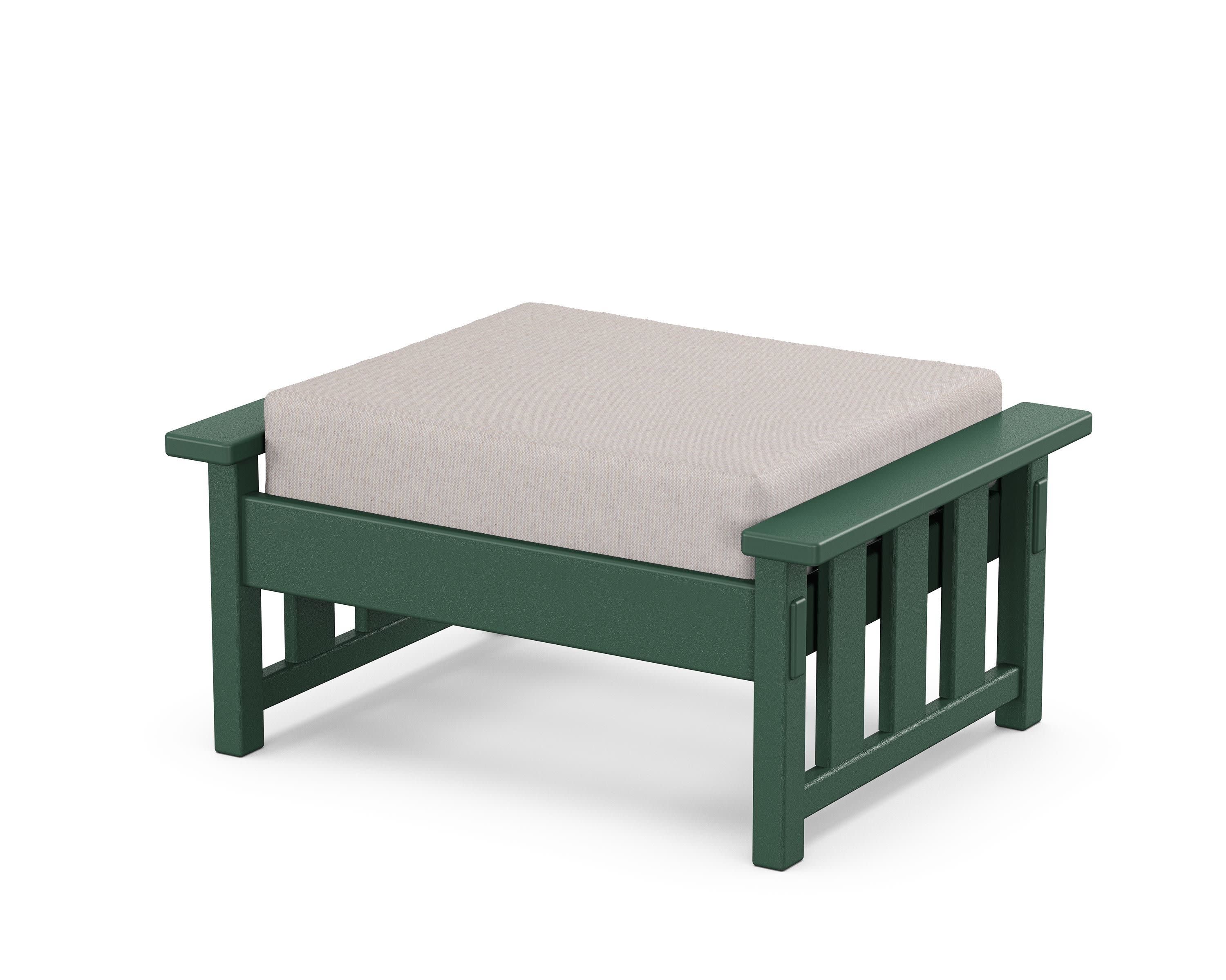 Acadia Deep Seating Ottoman in Green / Dune Burlap