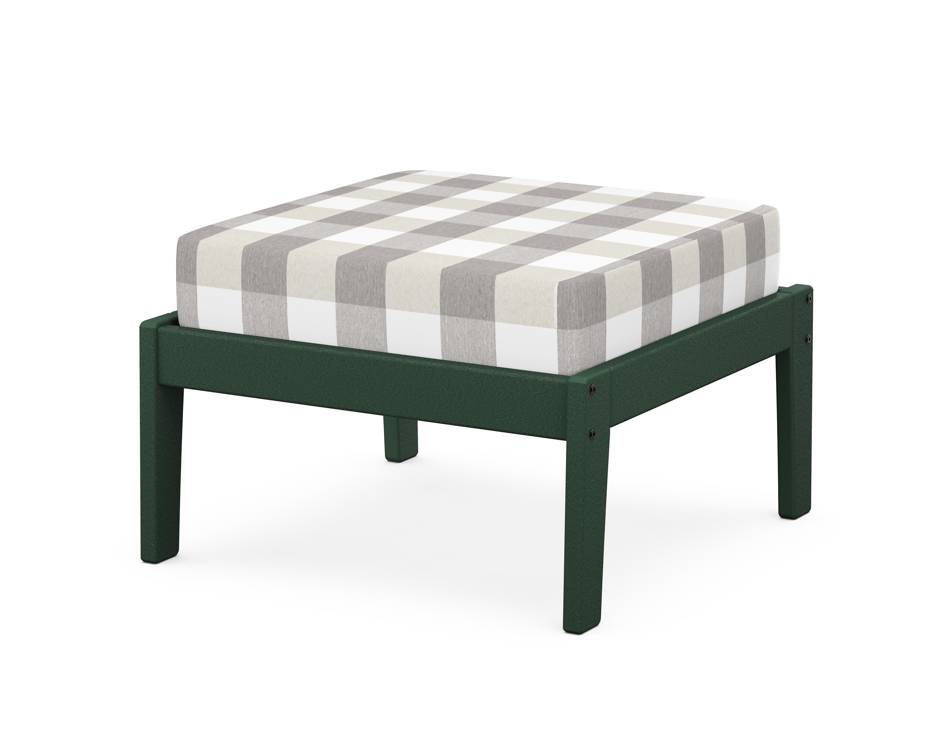Deep Seating Ottoman in Green / Buffalo Plaid Grey Mist