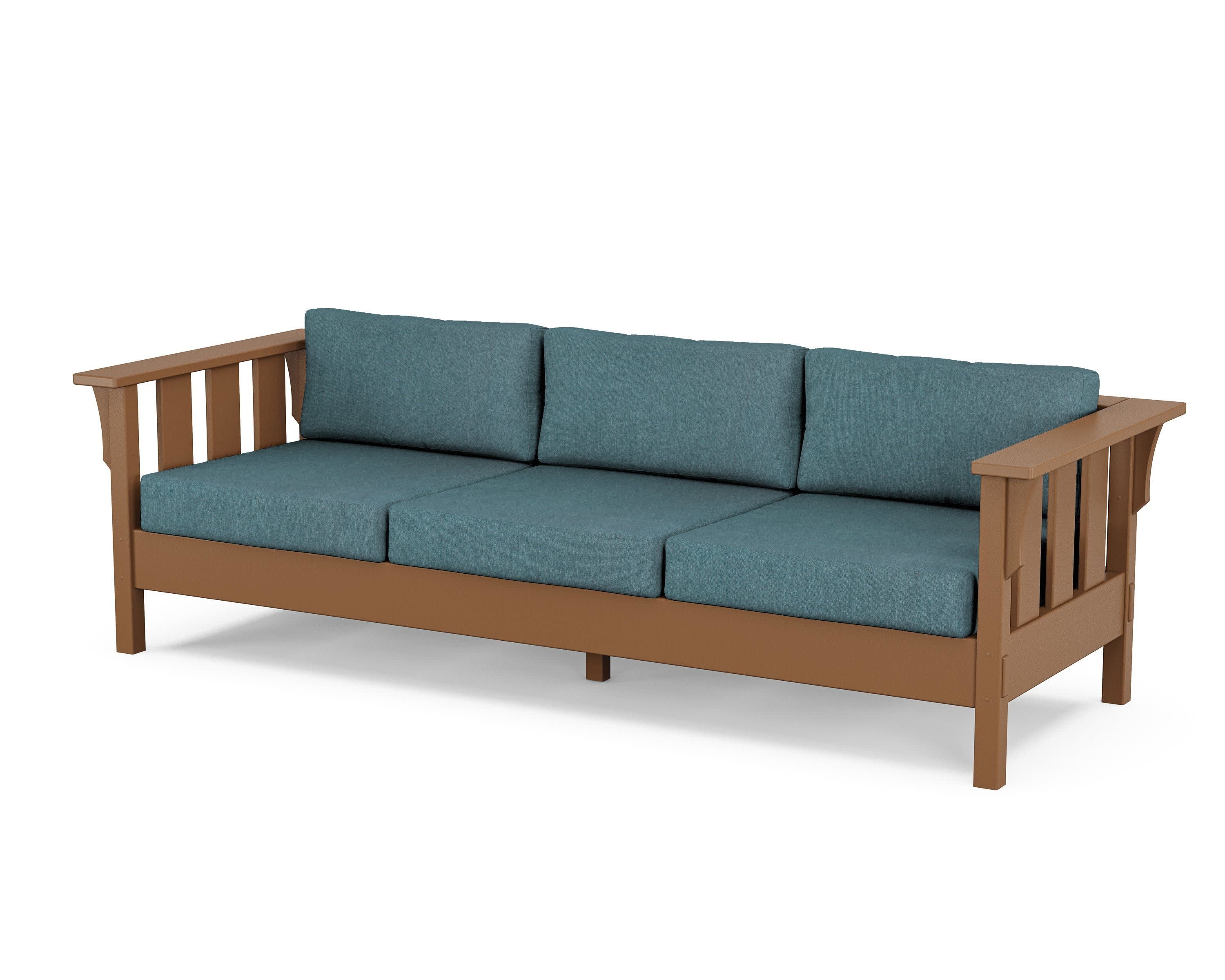 Acadia Deep Seating Sofa in Teak / Ocean Teal