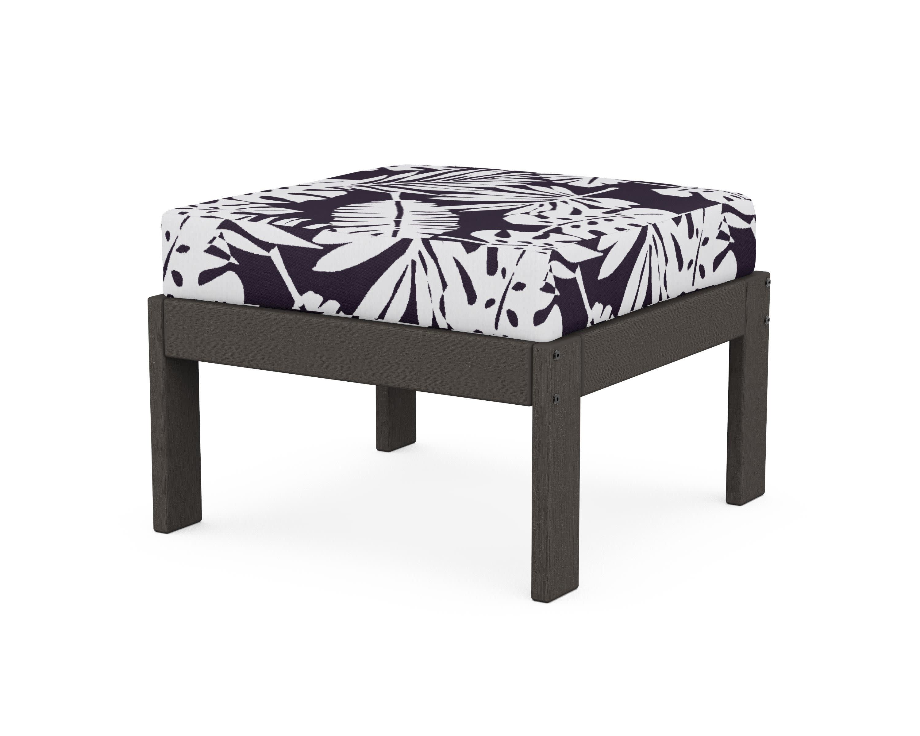 Vineyard Modular Ottoman in Vintage Coffee / Leaf Navy