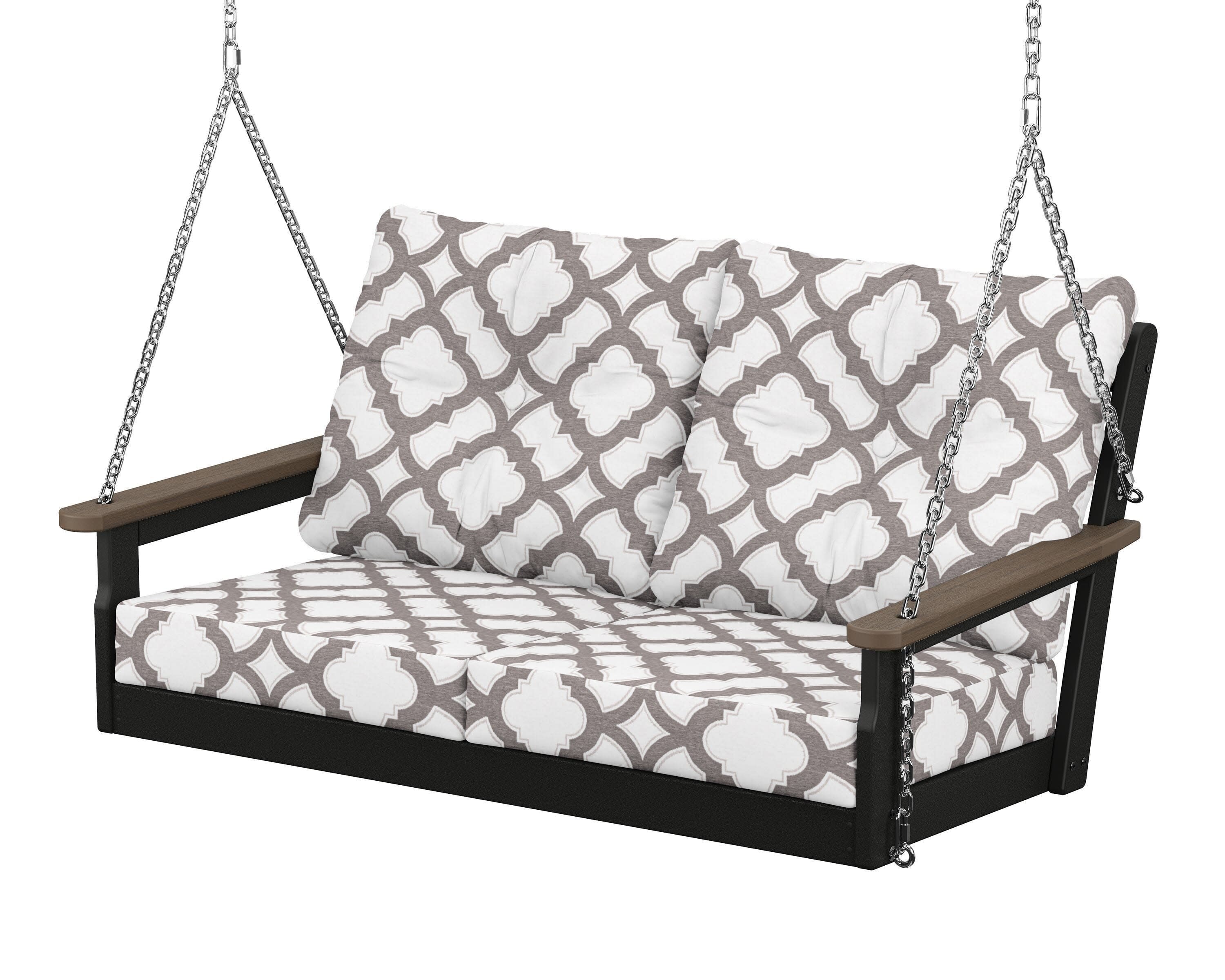 Vineyard Deep Seating Swing in Black / Kona / Trellis Grey Mist