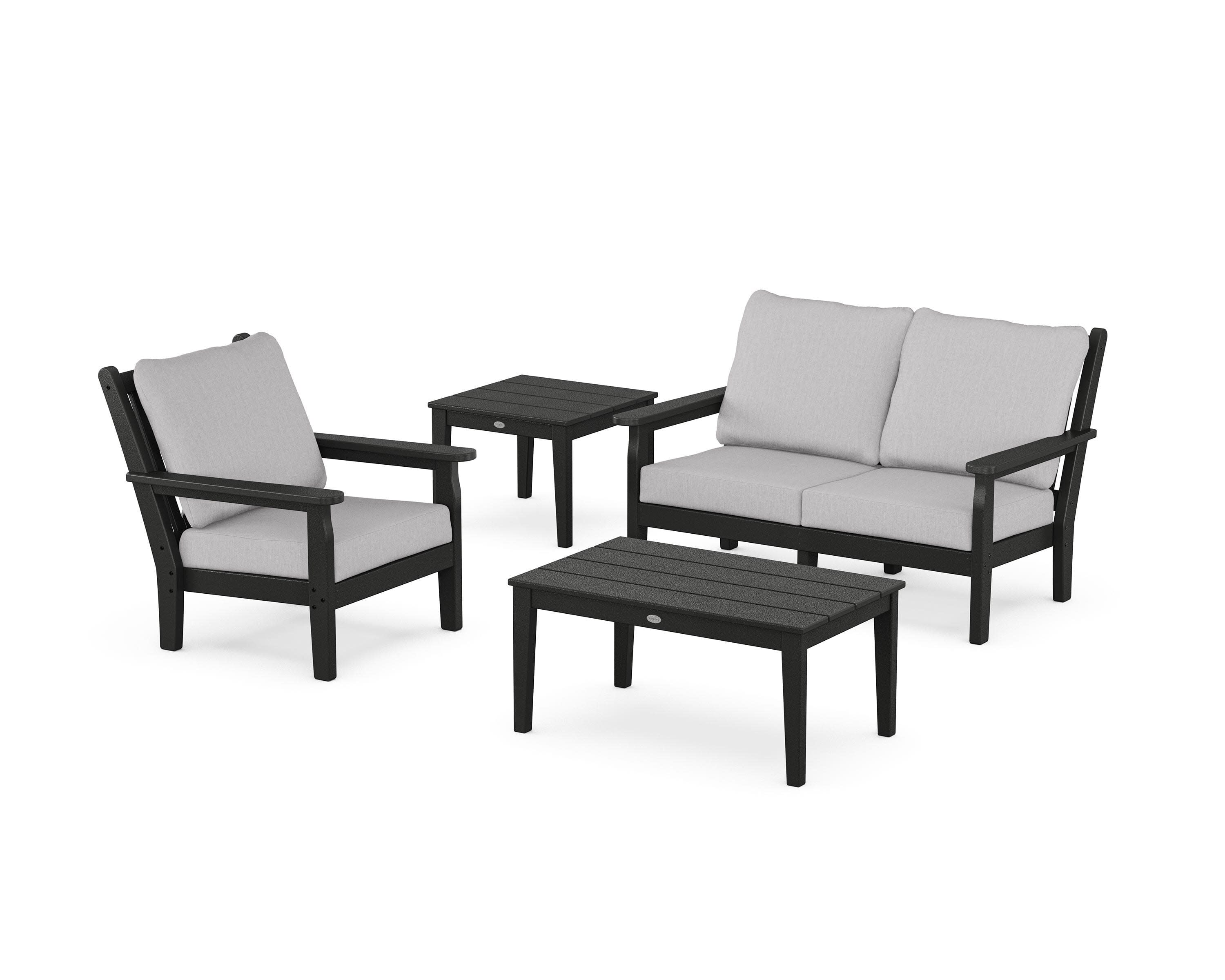 Chippendale 4-Piece Deep Seating Set in Black / Granite