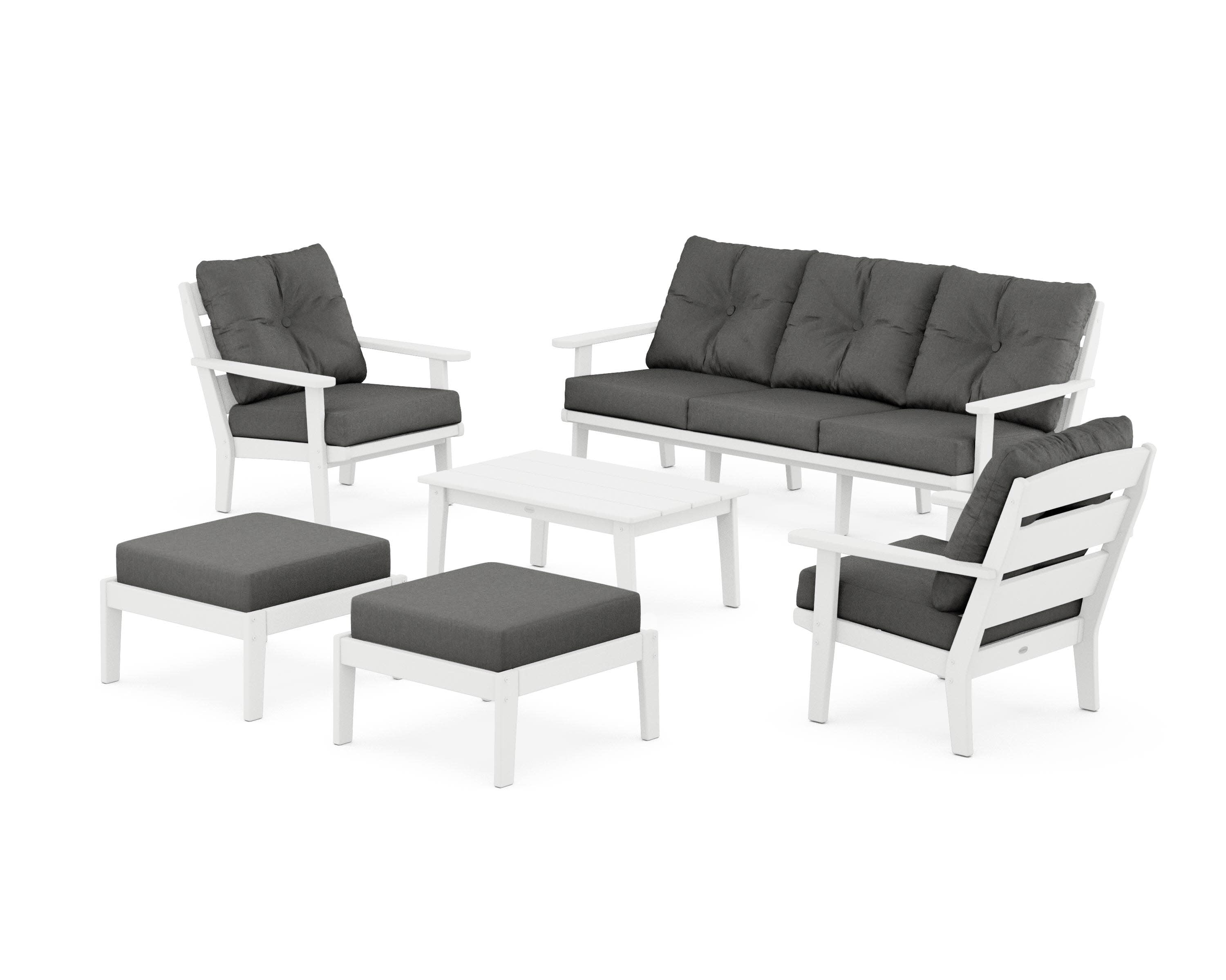 Lakeside 6-Piece Lounge Sofa Set in White / Spectrum Carbon