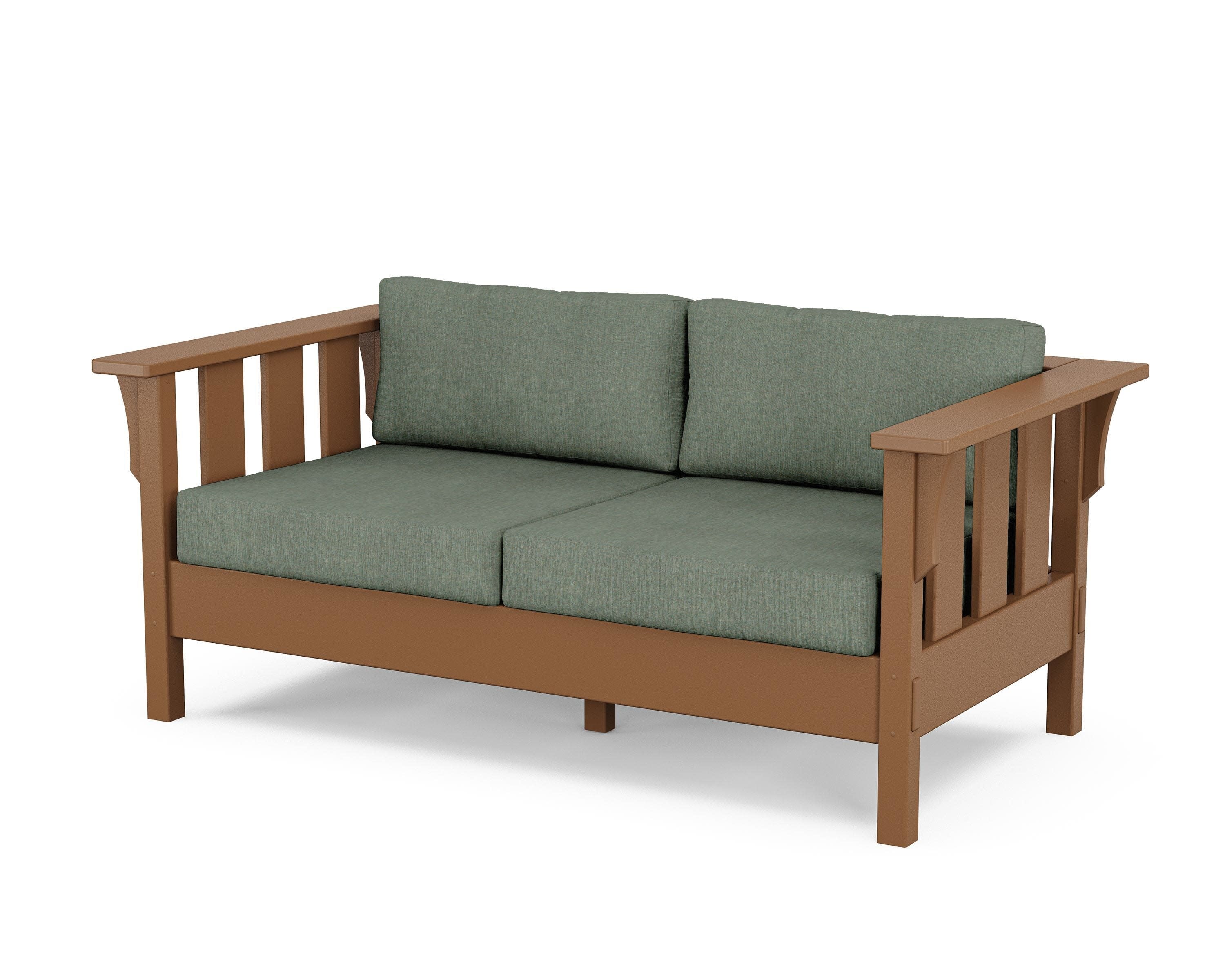 Acadia Deep Seating Loveseat in Teak / Cast Sage