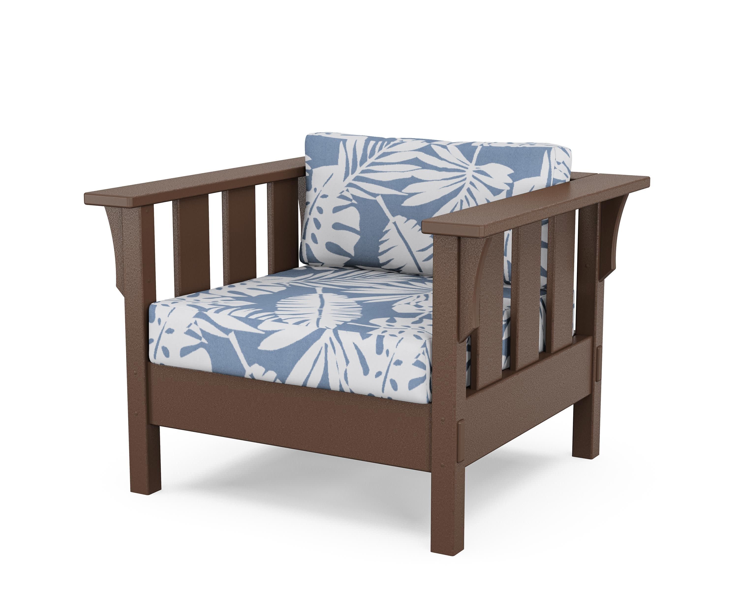 Acadia Deep Seating Chair in Mahogany / Leaf Sky Blue