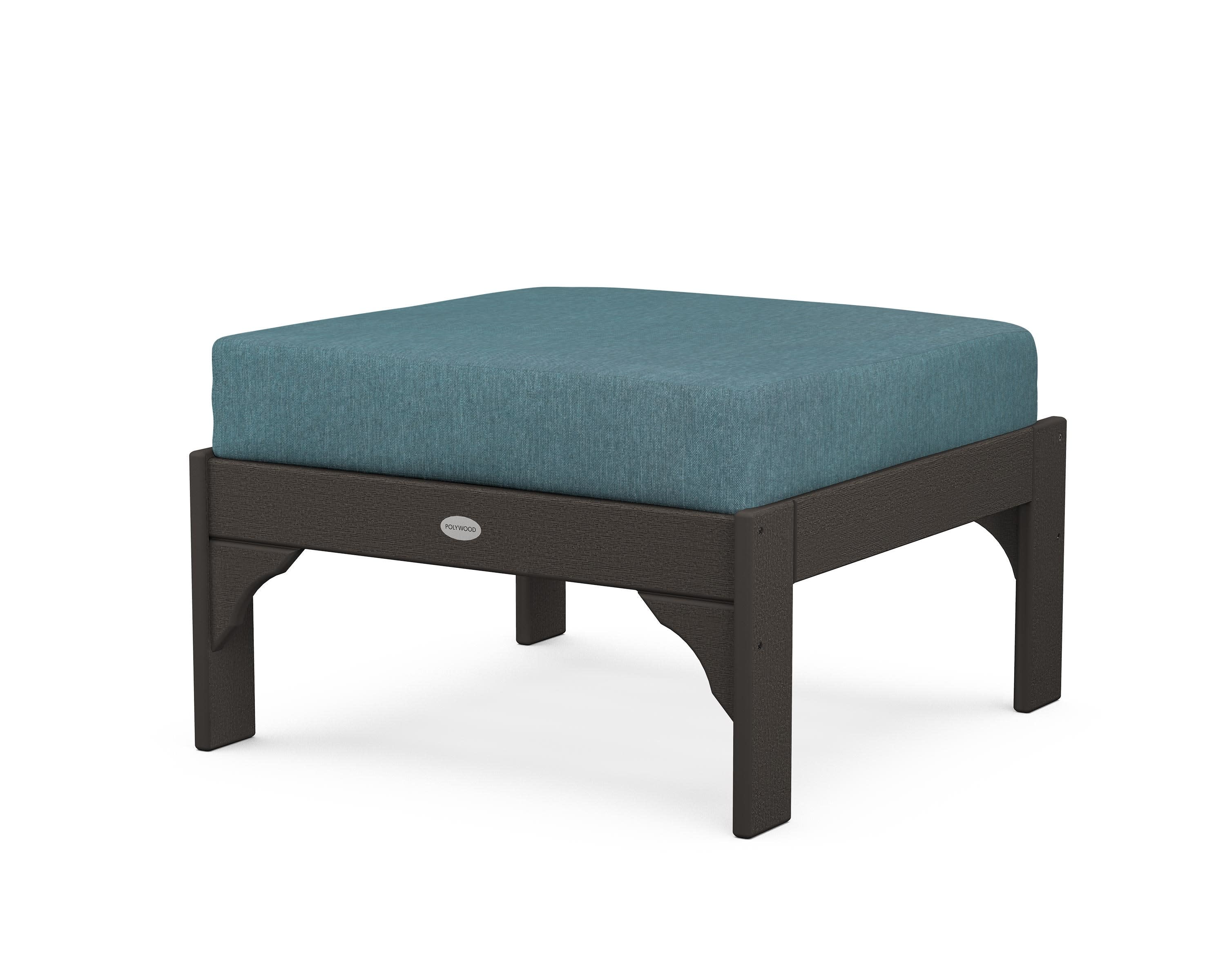 Vineyard Deep Seating Ottoman in Vintage Coffee / Ocean Teal