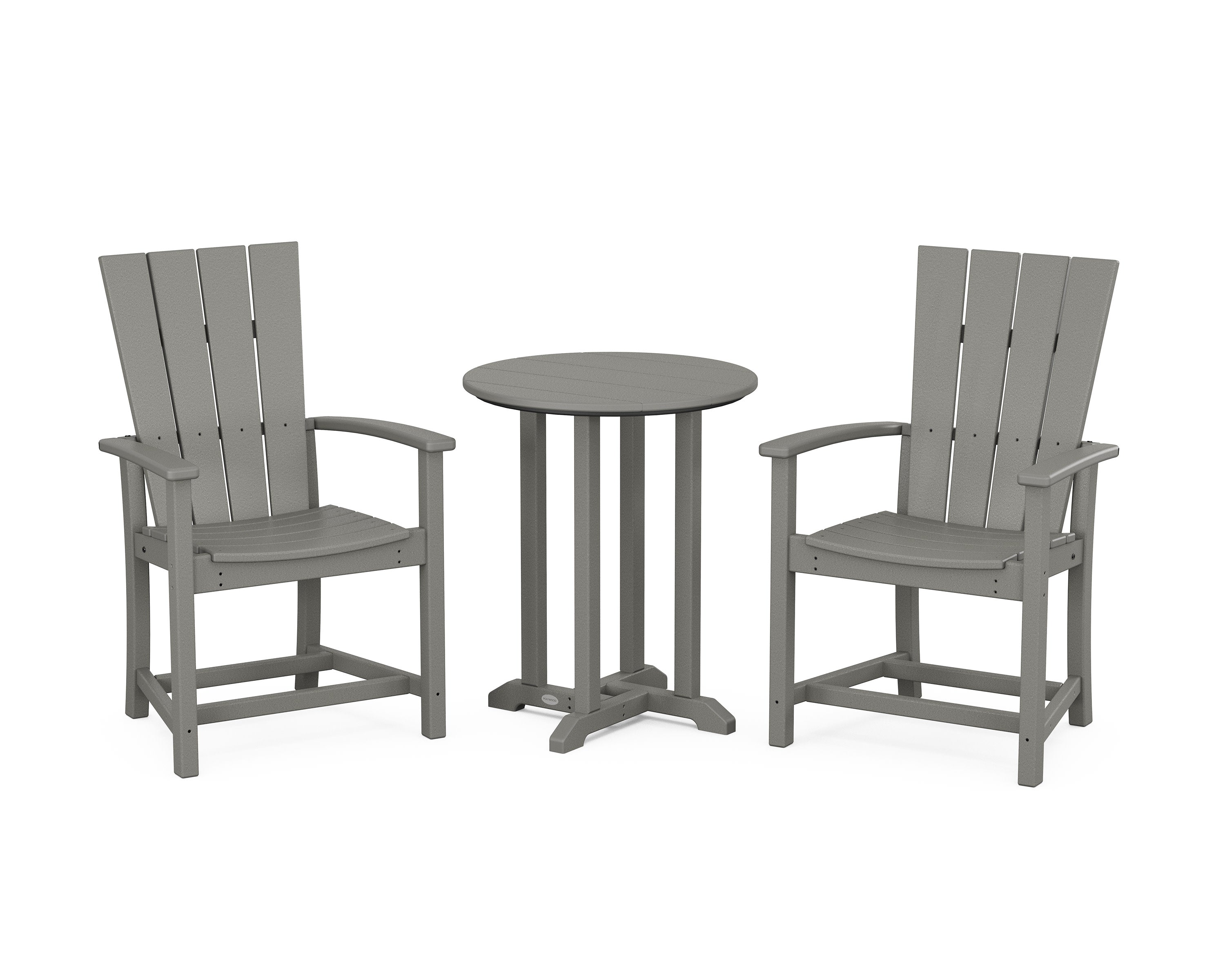 Quattro 3-Piece Round Farmhouse Bistro Dining Set in Slate Grey