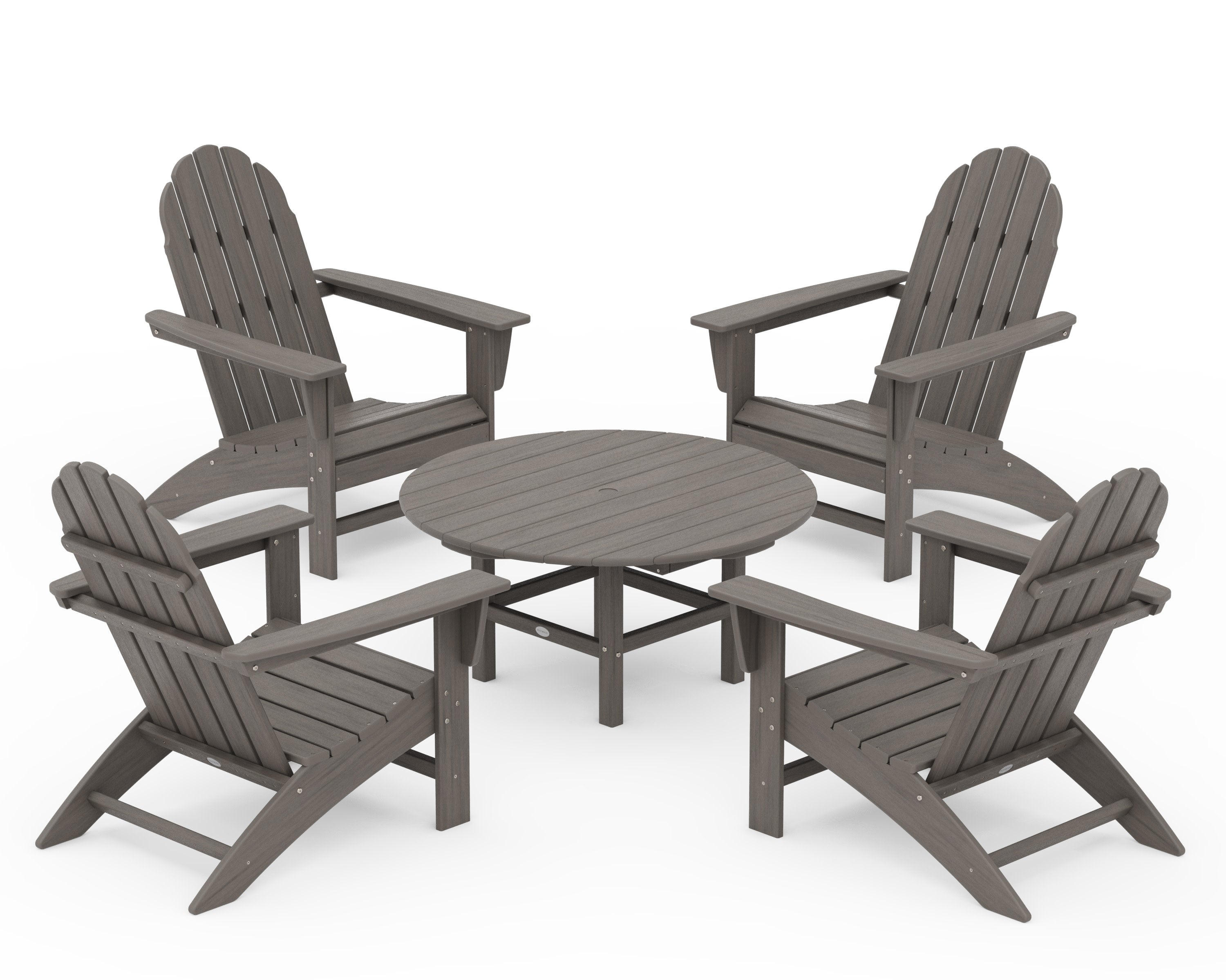 Vineyard 5-Piece Adirondack Chair Conversation Set in Driftwood