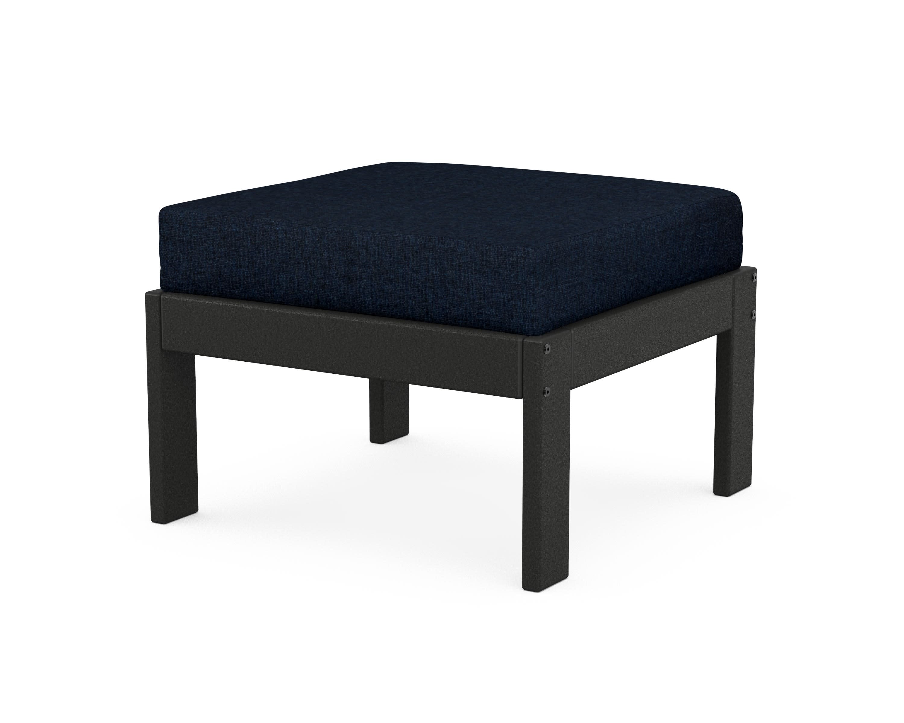 Vineyard Modular Ottoman in Black / Marine Indigo