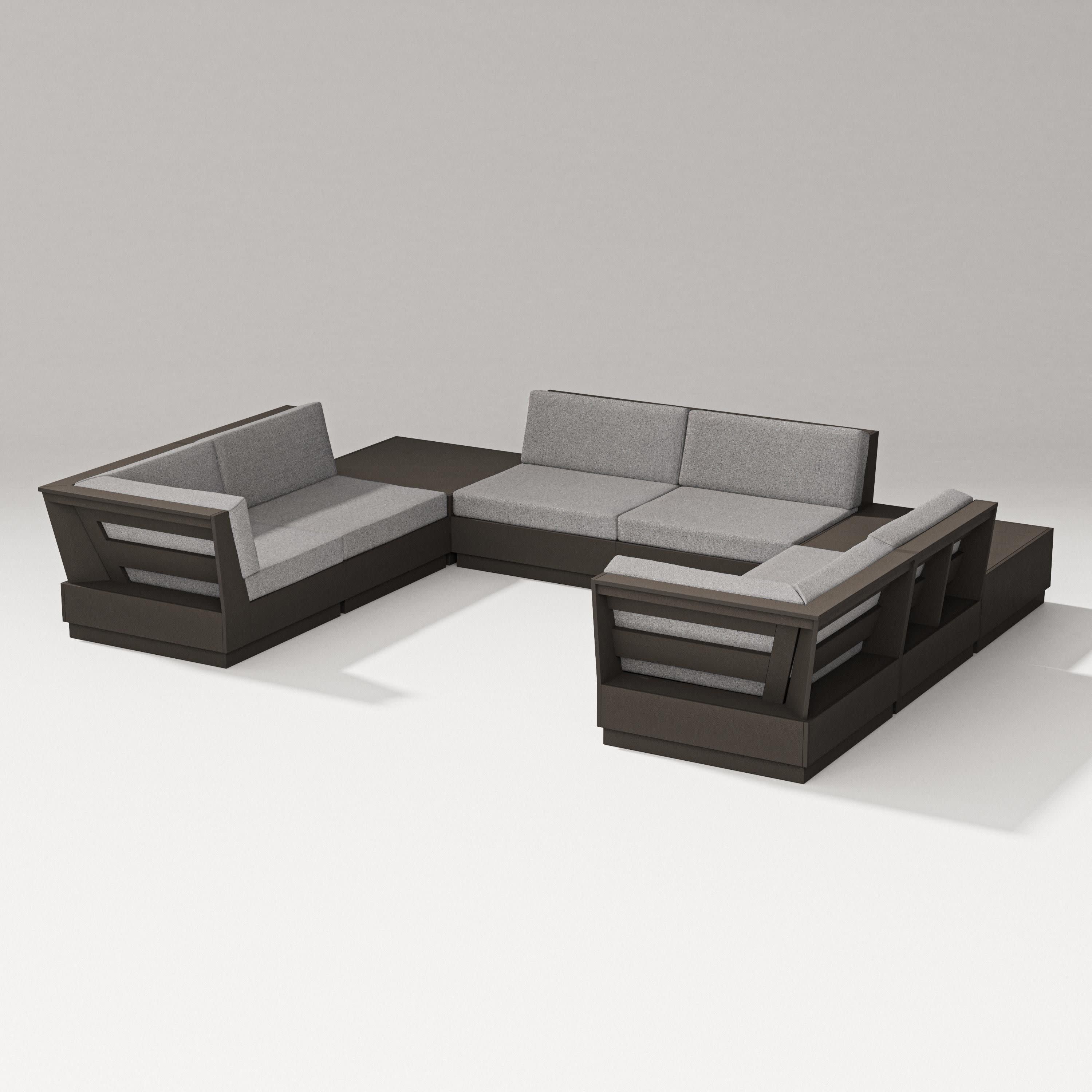 Elevate 8-Piece U-Shaped Sectional in Vintage Coffee / Grey Mist