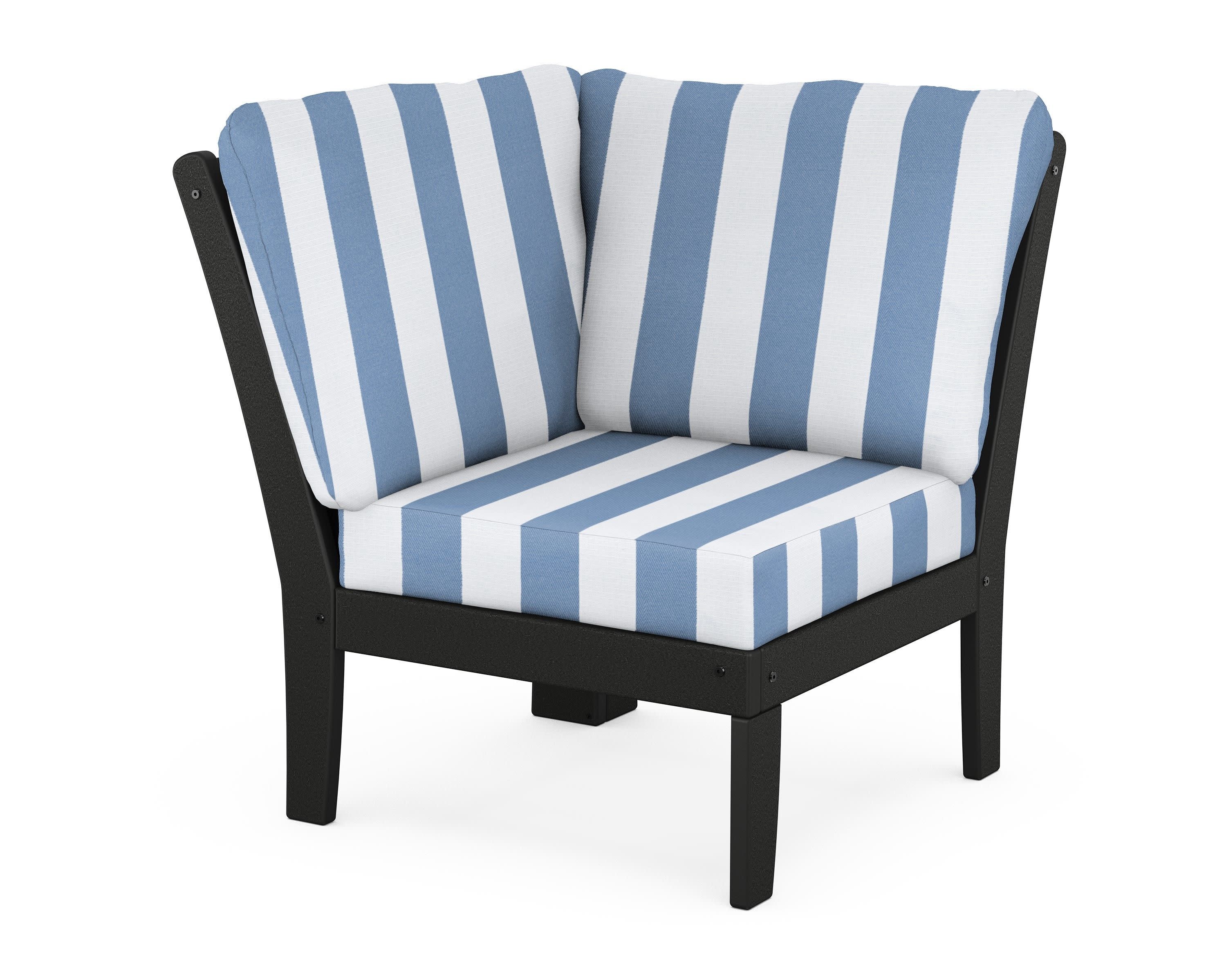 Braxton Modular Corner Chair in Black / Cabana Stripe Sky Blue