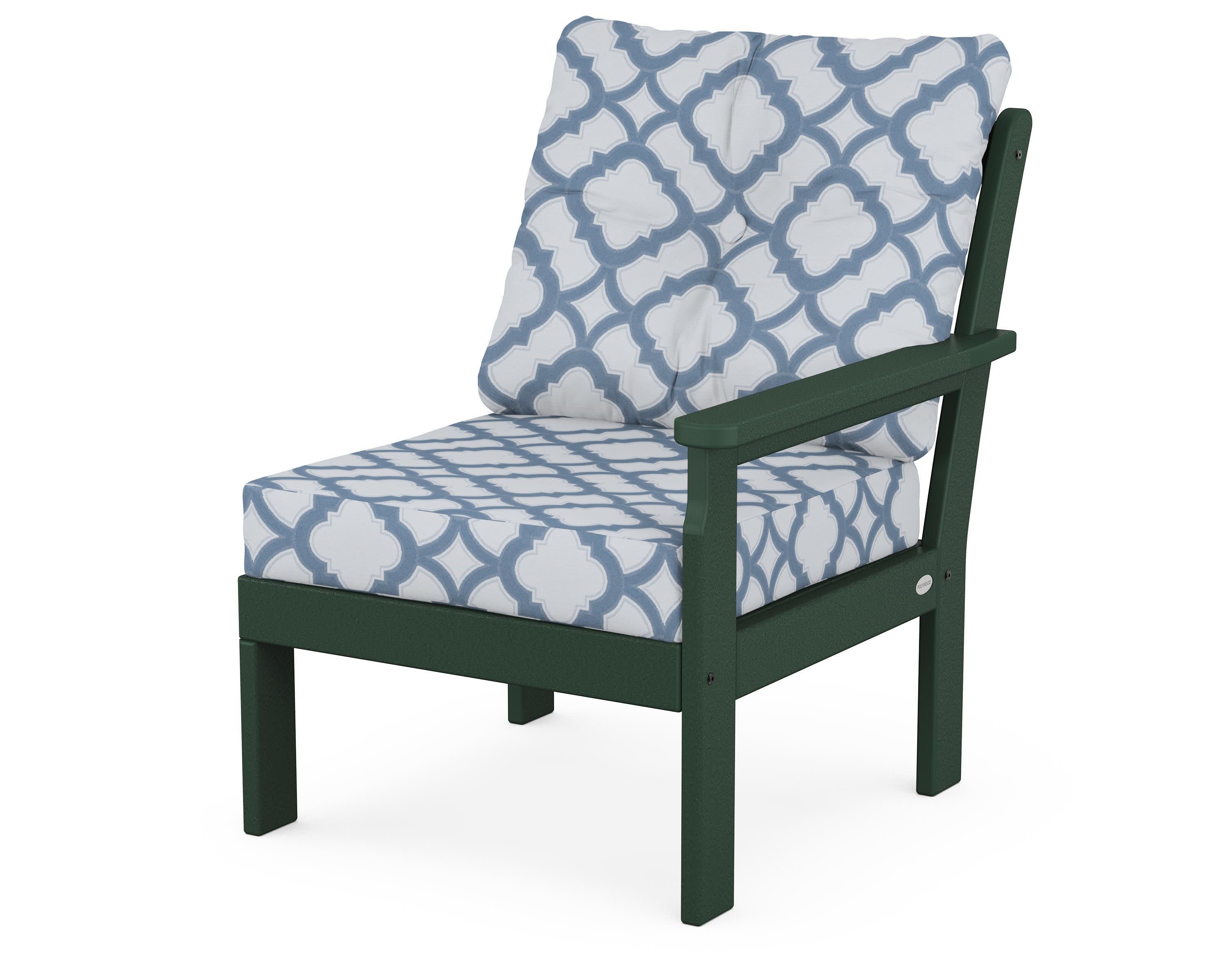 Vineyard Modular Right Arm Chair in Green / Trellis Sky Blue