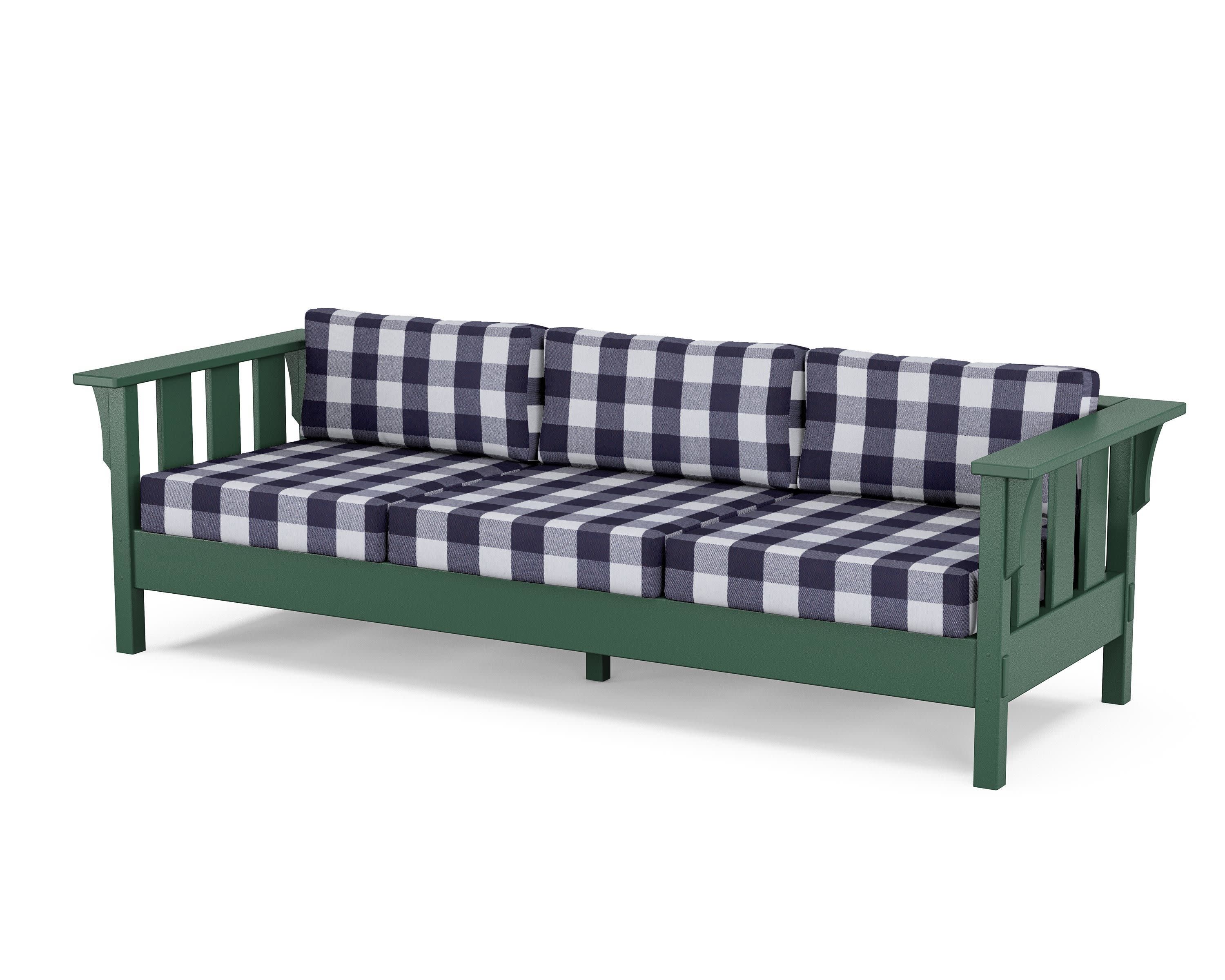 Acadia Deep Seating Sofa in Green / Buffalo Plaid Navy