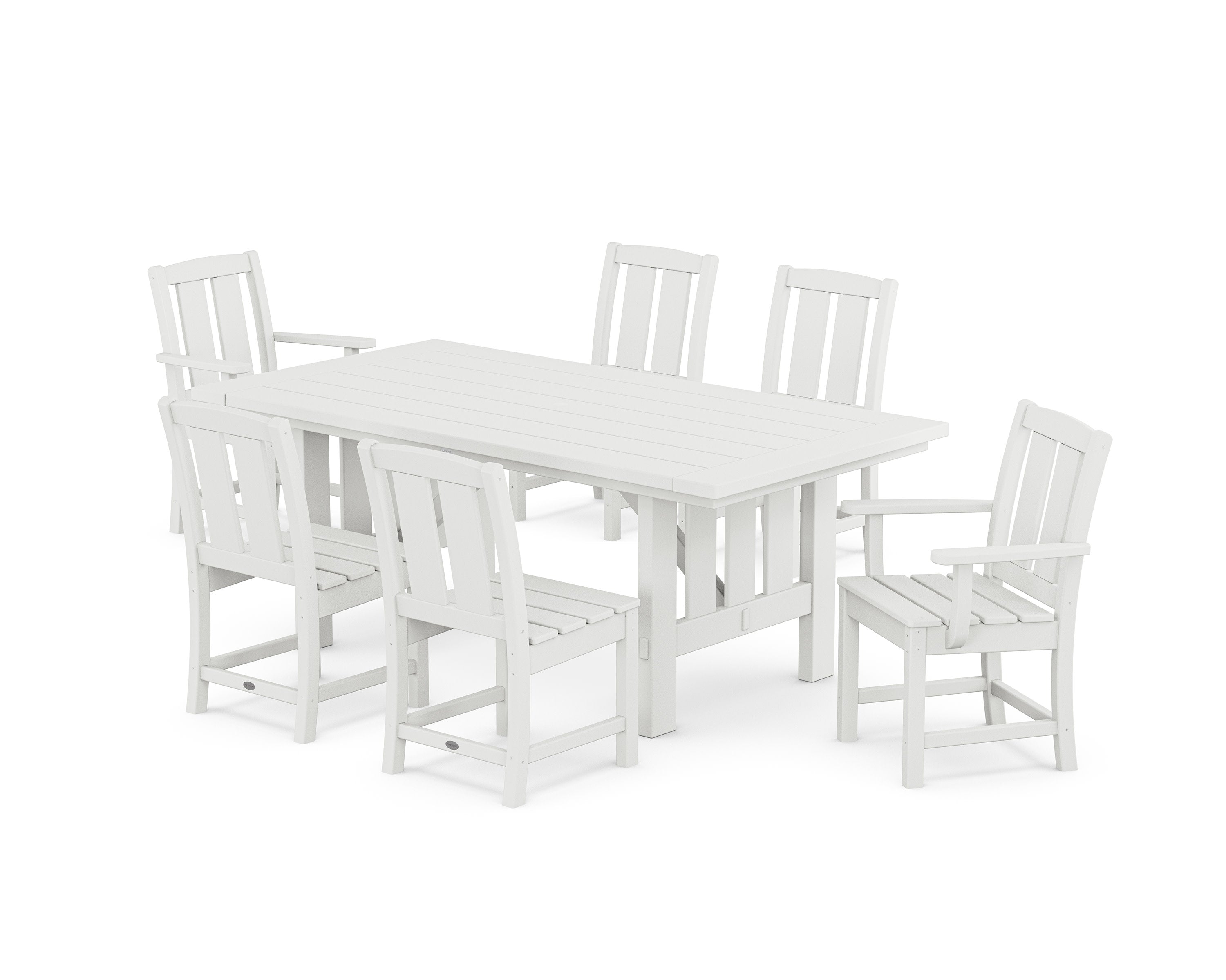 Mission 7-Piece Dining Set with Mission Table in White