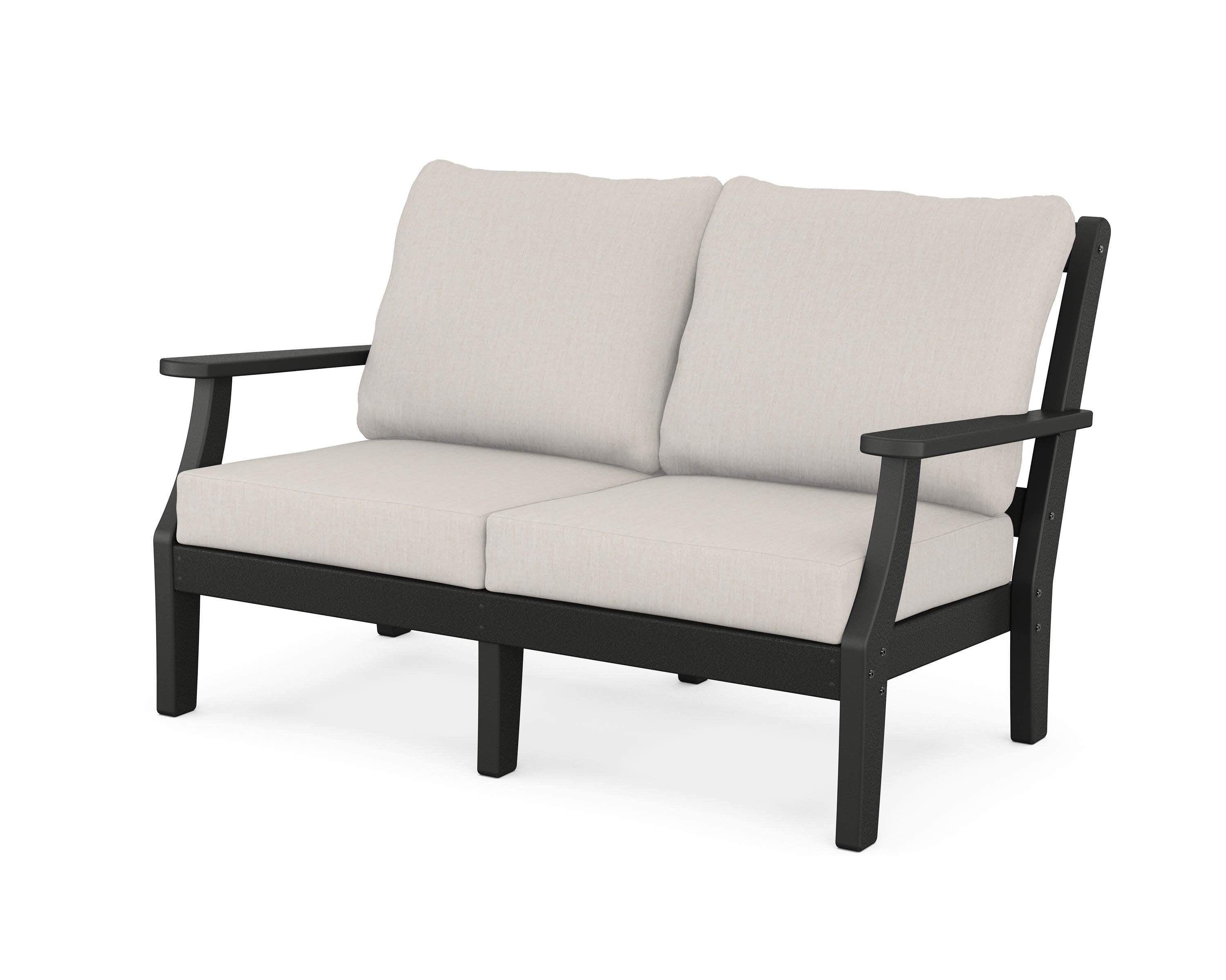 Chinoiserie Deep Seating Loveseat in Black / Cast Ash