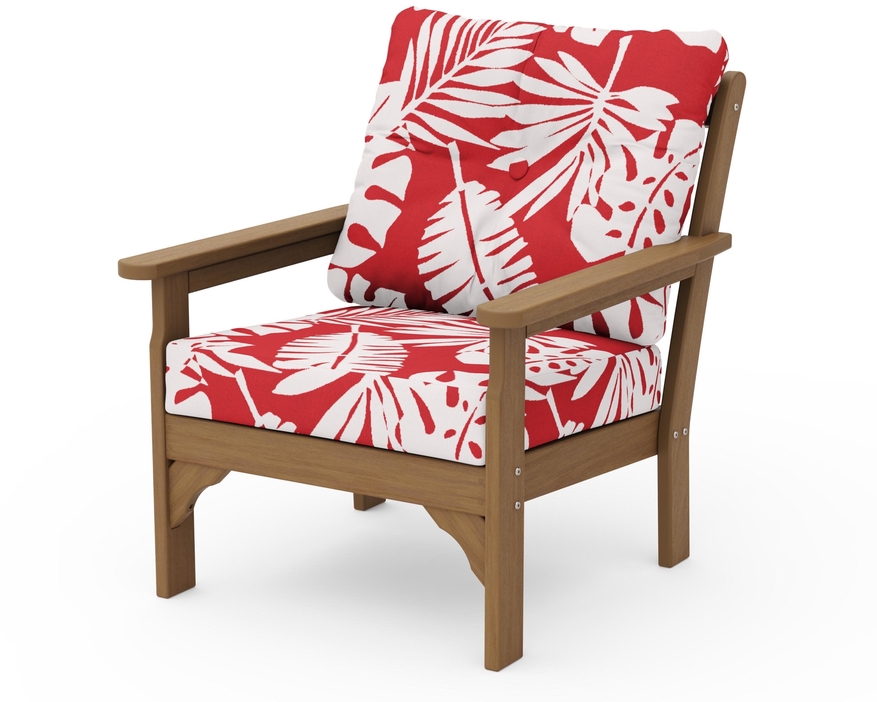 Vineyard Deep Seating Chair in Natural / Leaf Crimson