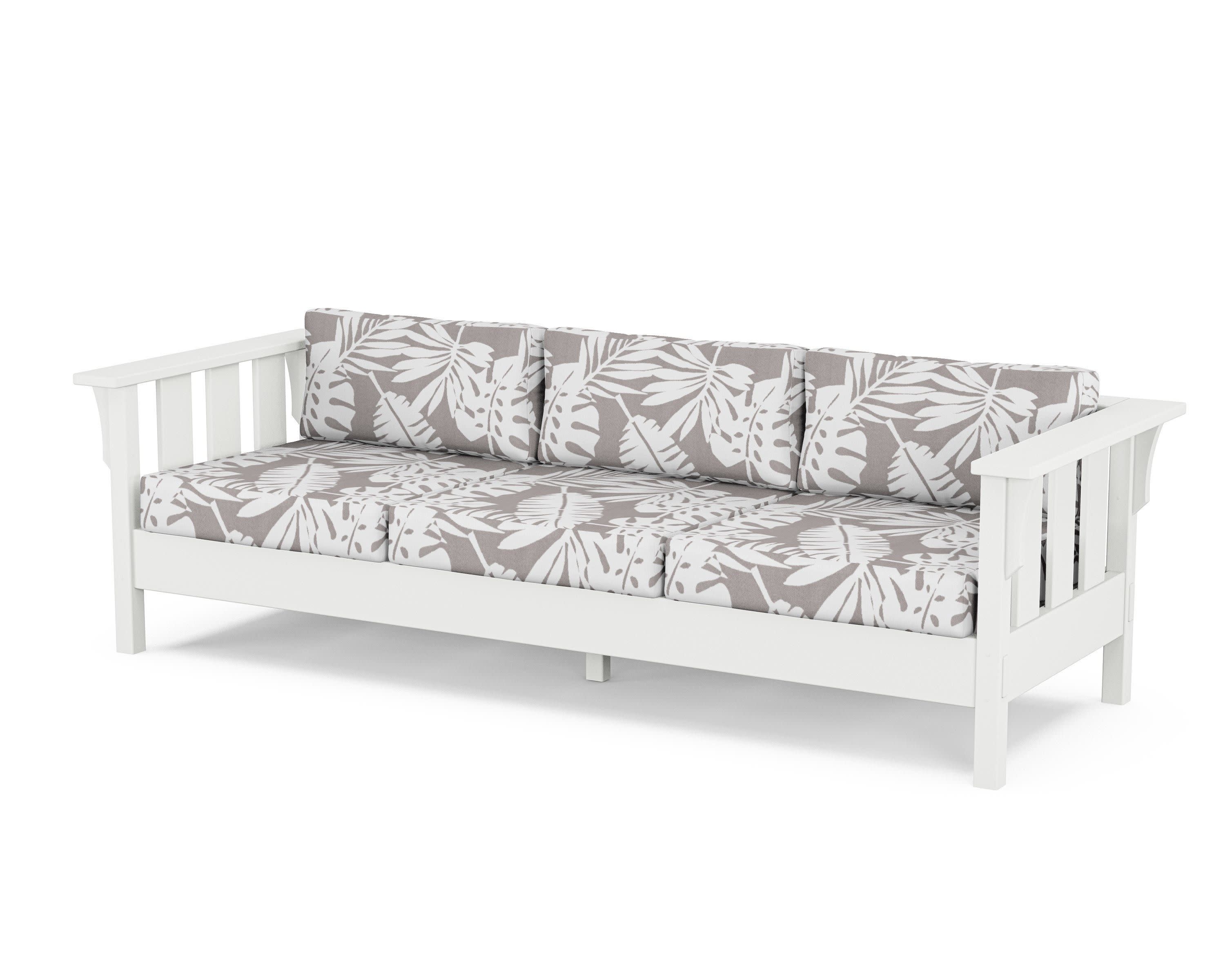 Acadia Deep Seating Sofa in White / Leaf Grey Mist