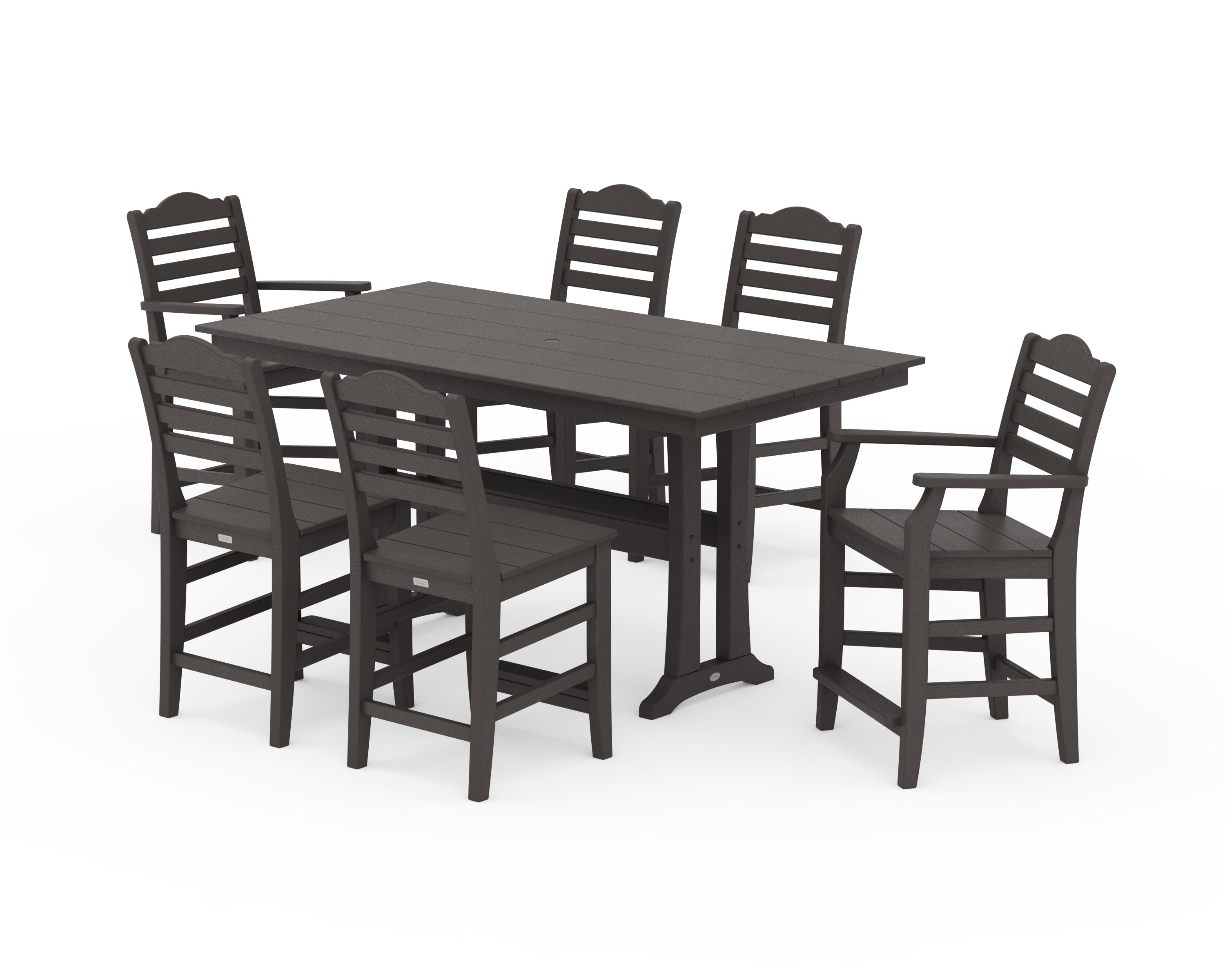Savannah 7-Piece Farmhouse Counter Set with Trestle Legs in Vintage Coffee