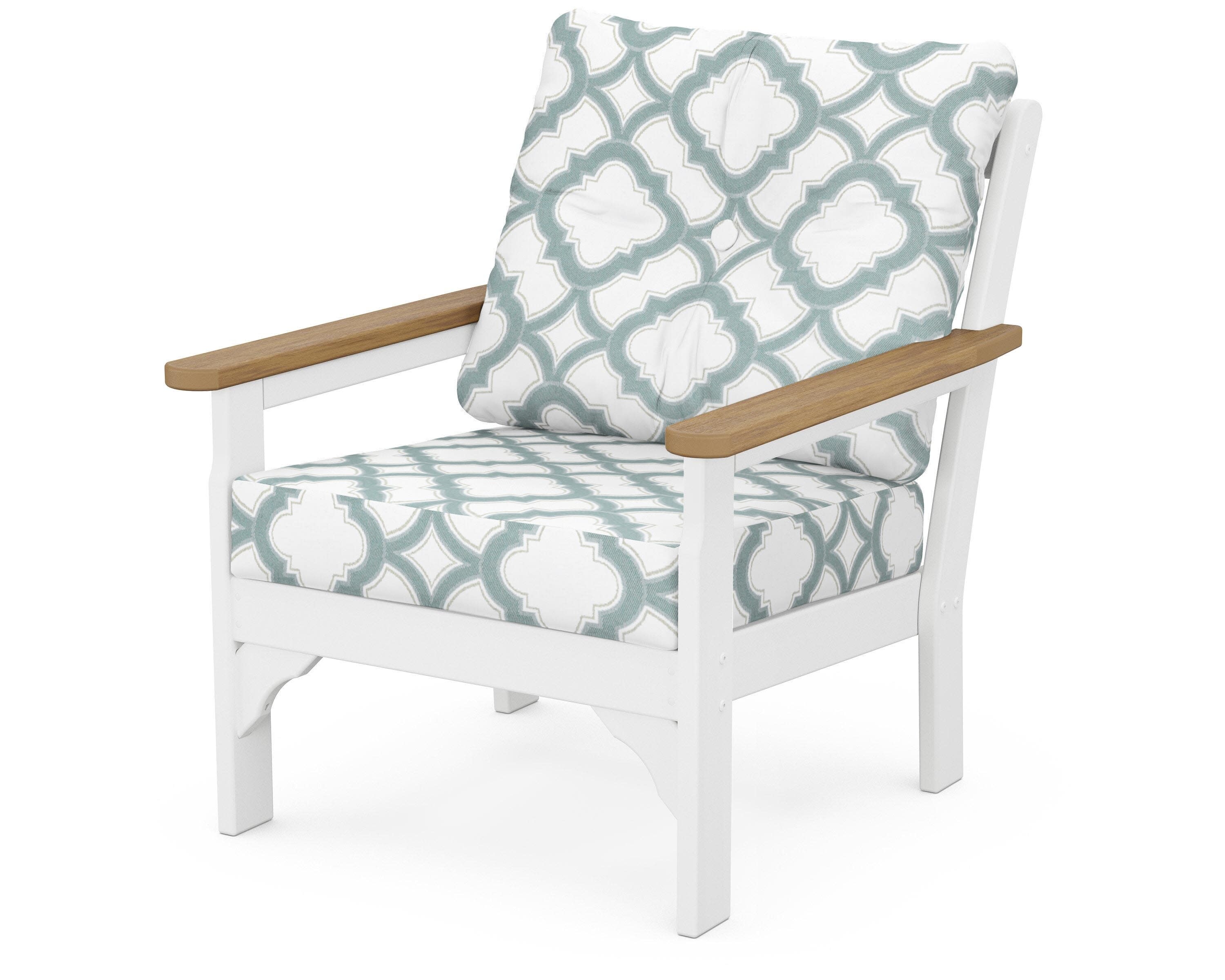 Vineyard Deep Seating Chair in White / Natural / Trellis Glacier Spa