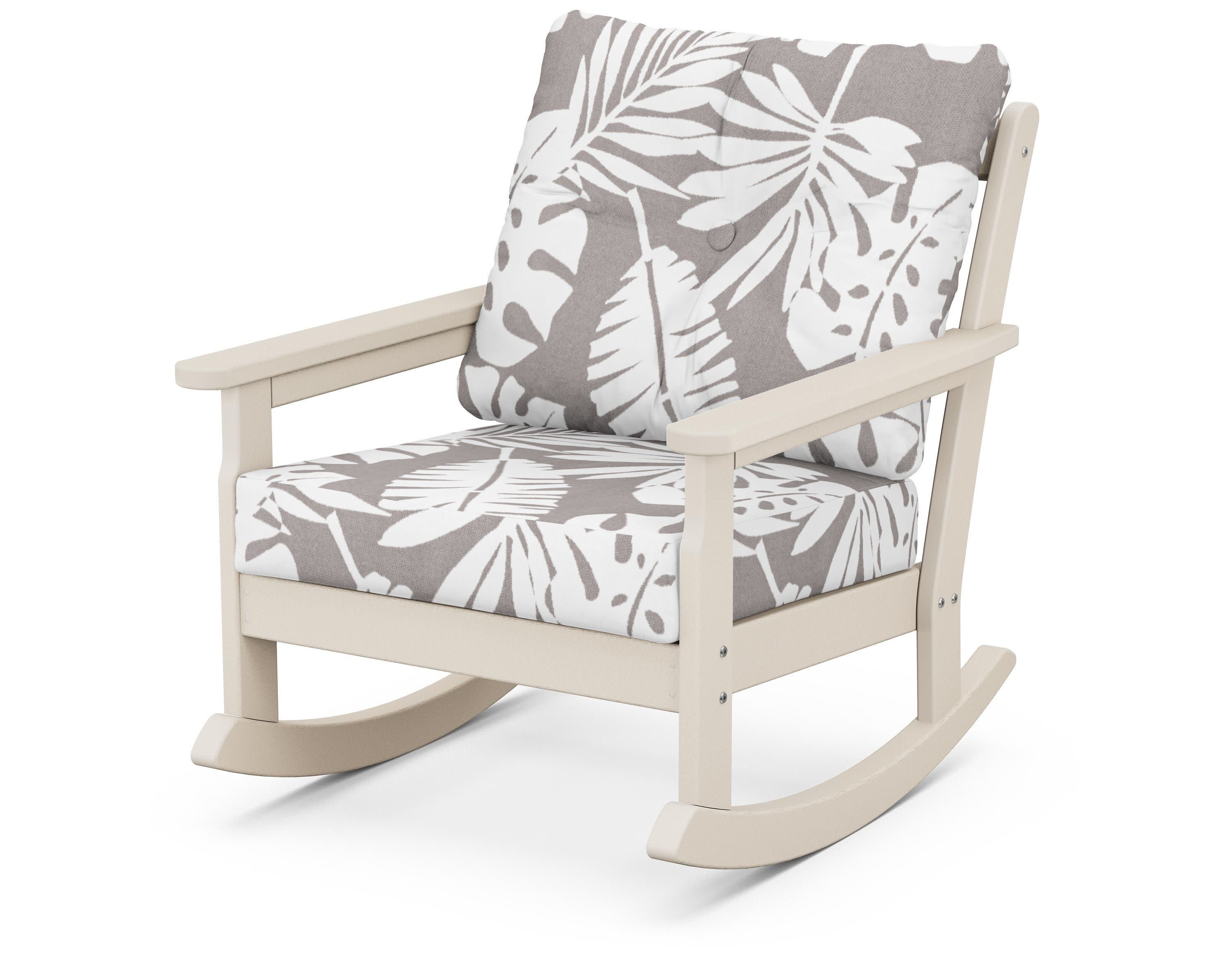 Vineyard Deep Seating Rocking Chair in Sand / Leaf Grey Mist