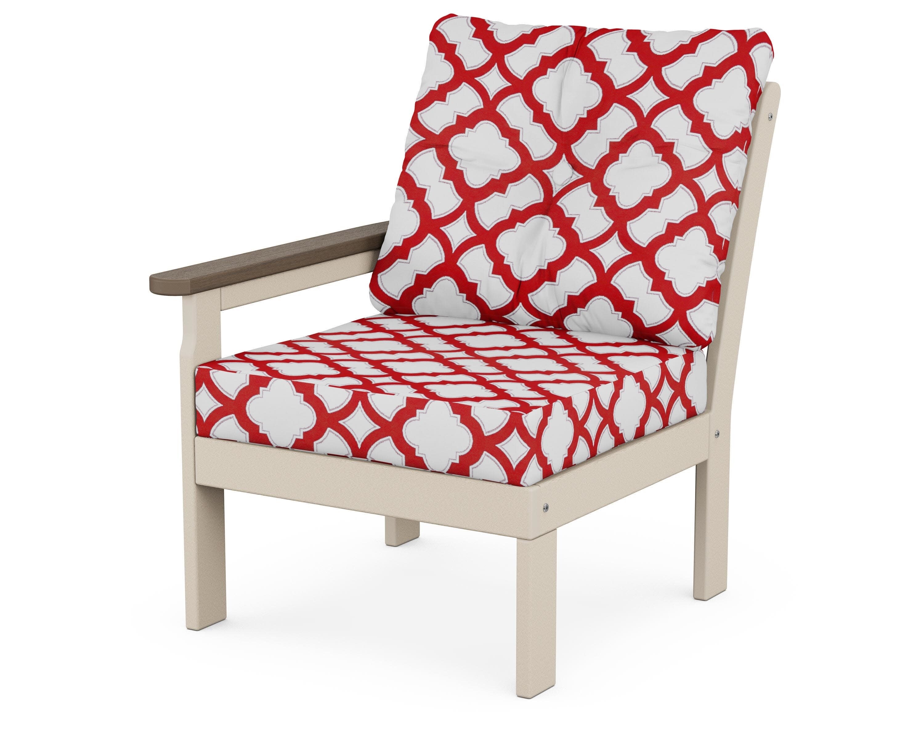 Vineyard Modular Left Arm Chair in Sand / Kona / Trellis Crimson