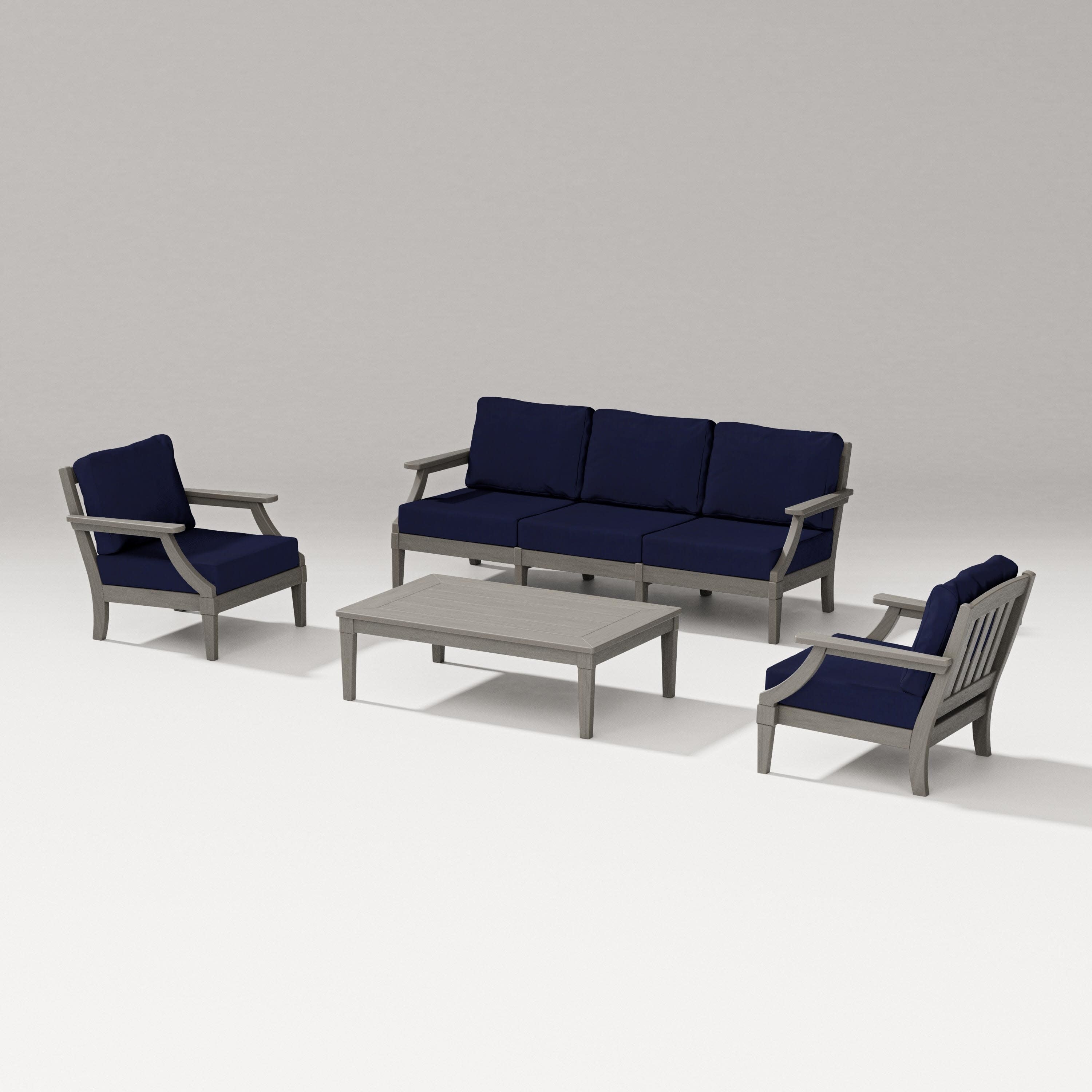 Estate 4-Piece Lounge Sofa Set in Driftwood / Navy