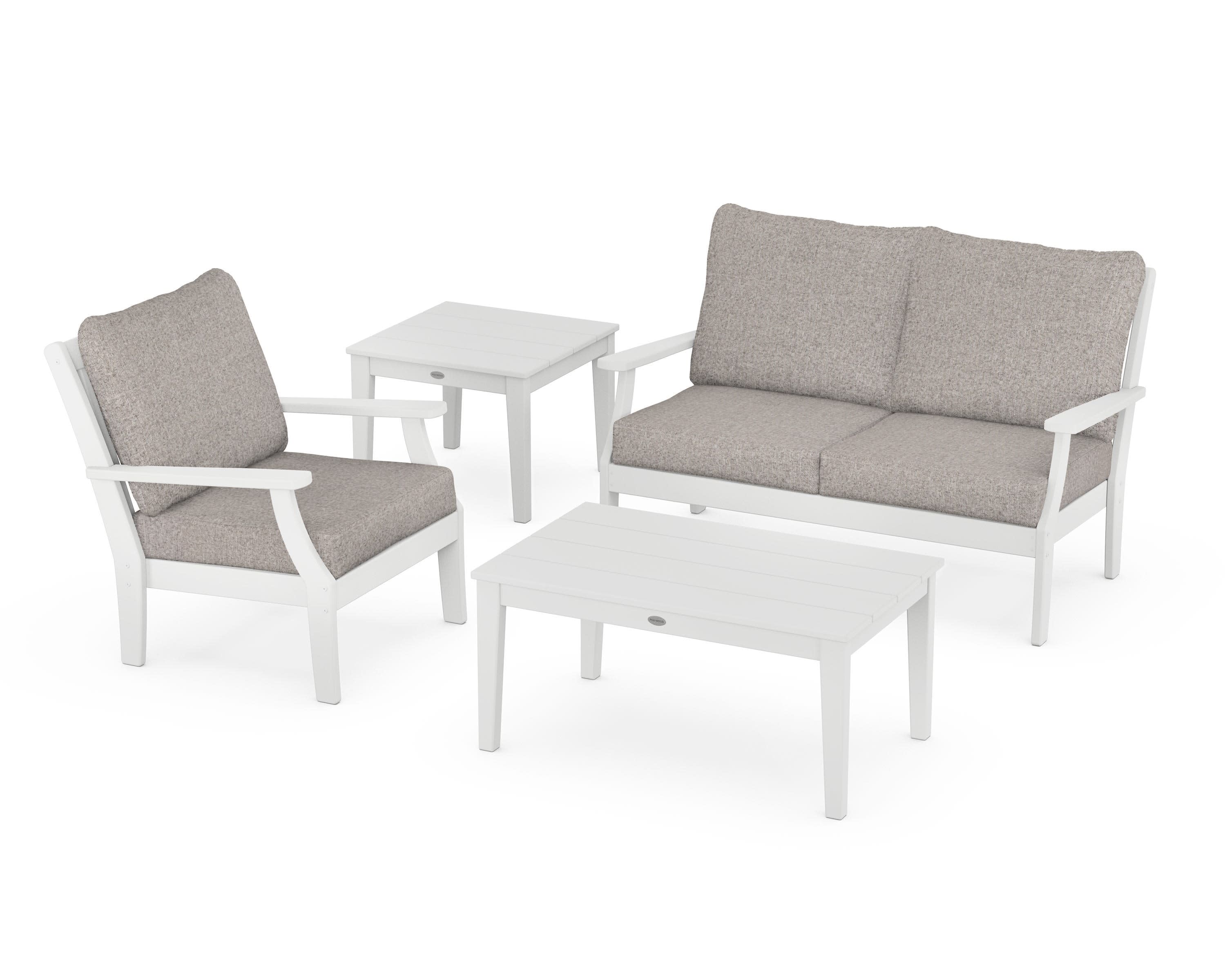 Braxton 4-Piece Deep Seating Set in White / Weathered Tweed