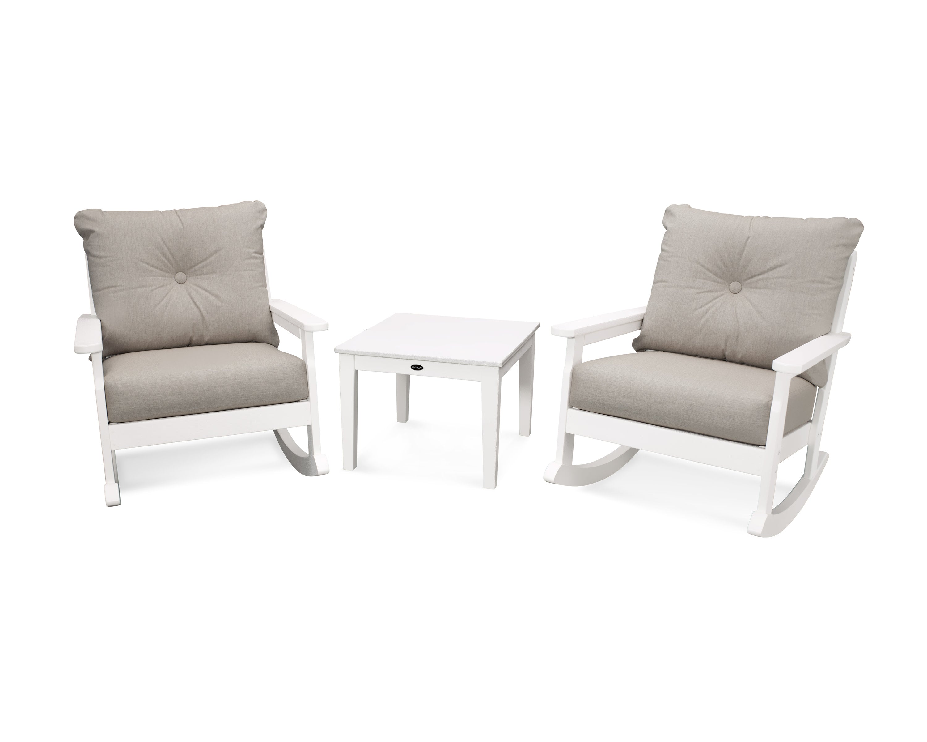 Vineyard 3-Piece Deep Seating Rocker Set in White / Cast Ash