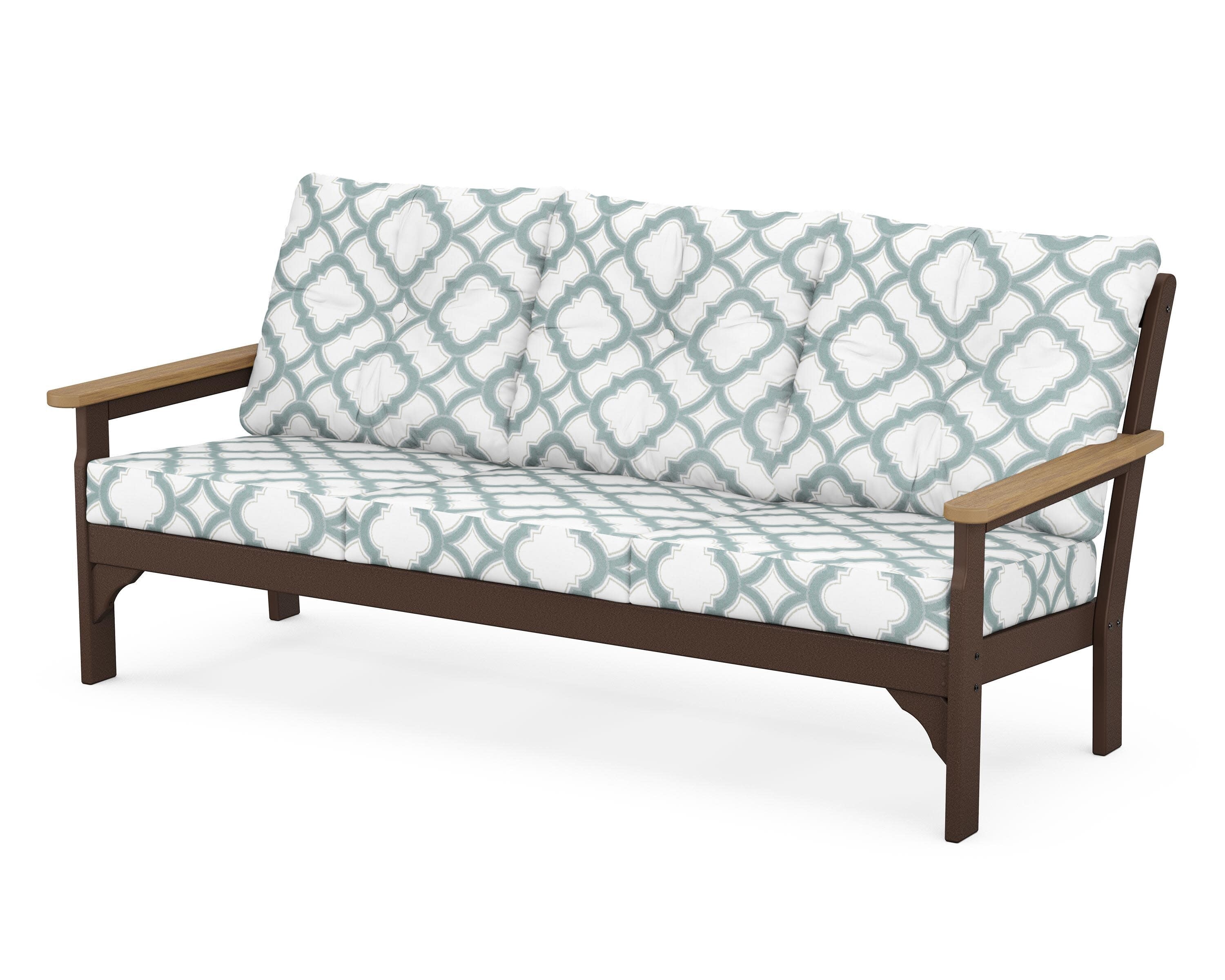 Vineyard Deep Seating Sofa in Mahogany / Natural / Trellis Glacier Spa