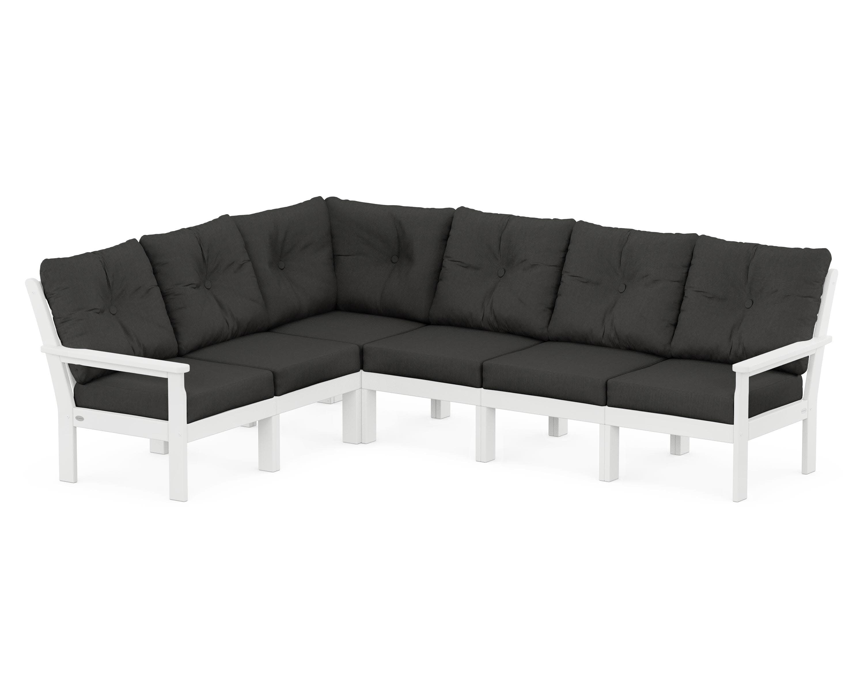 Vineyard 6-Piece Sectional in White / Spectrum Carbon